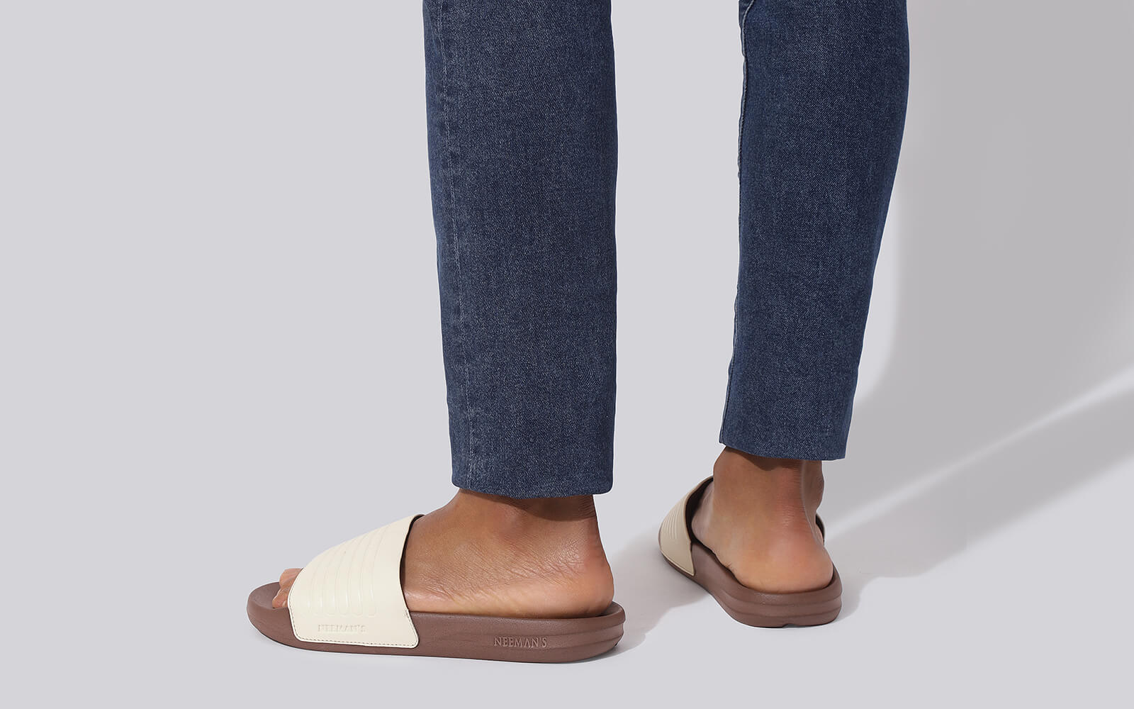 Neeman's FootBed Slides for Men : Ivory Brown - view 8