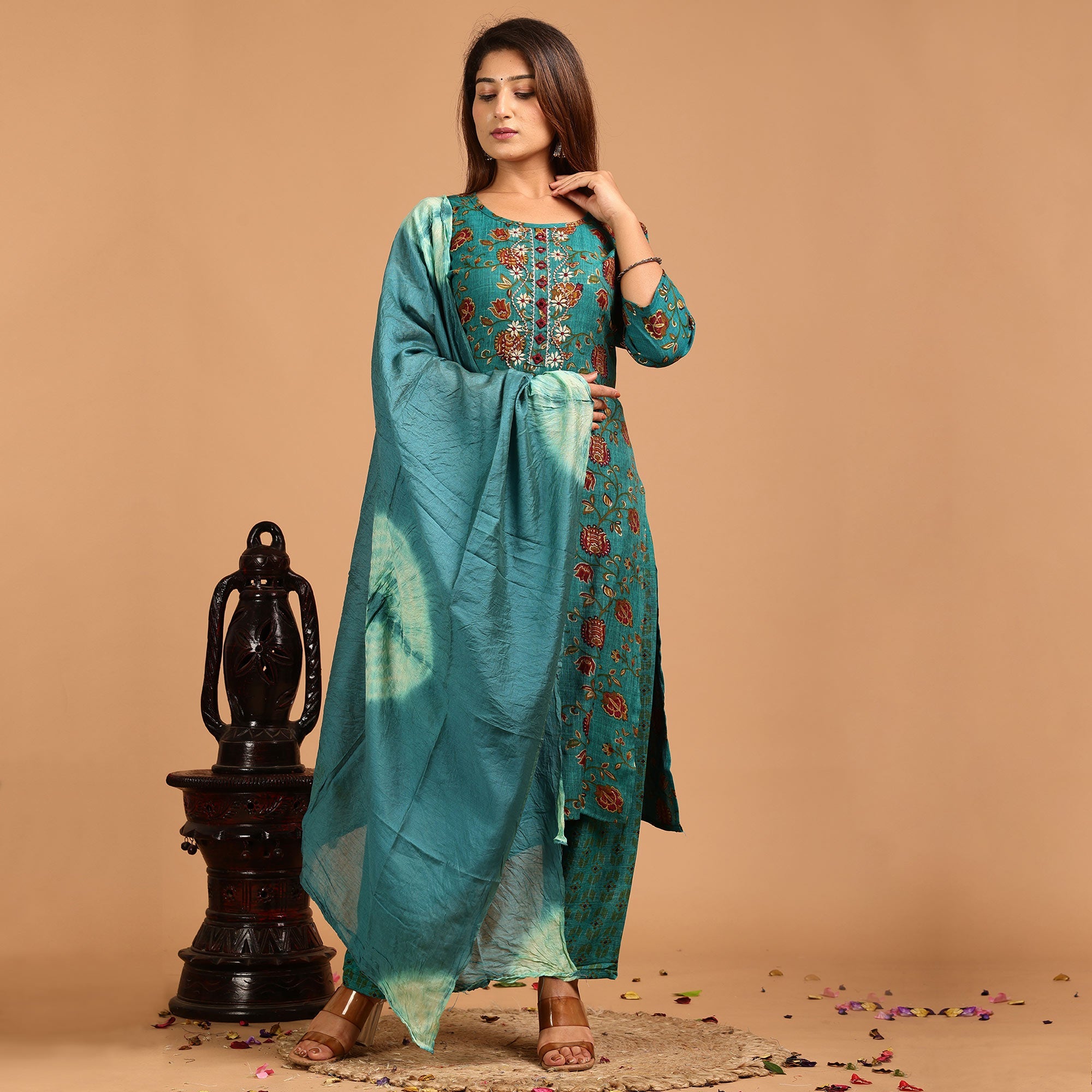 Peachmode Seller Morpich Printed With Embroidered Rayon Salwar Suit - view 2