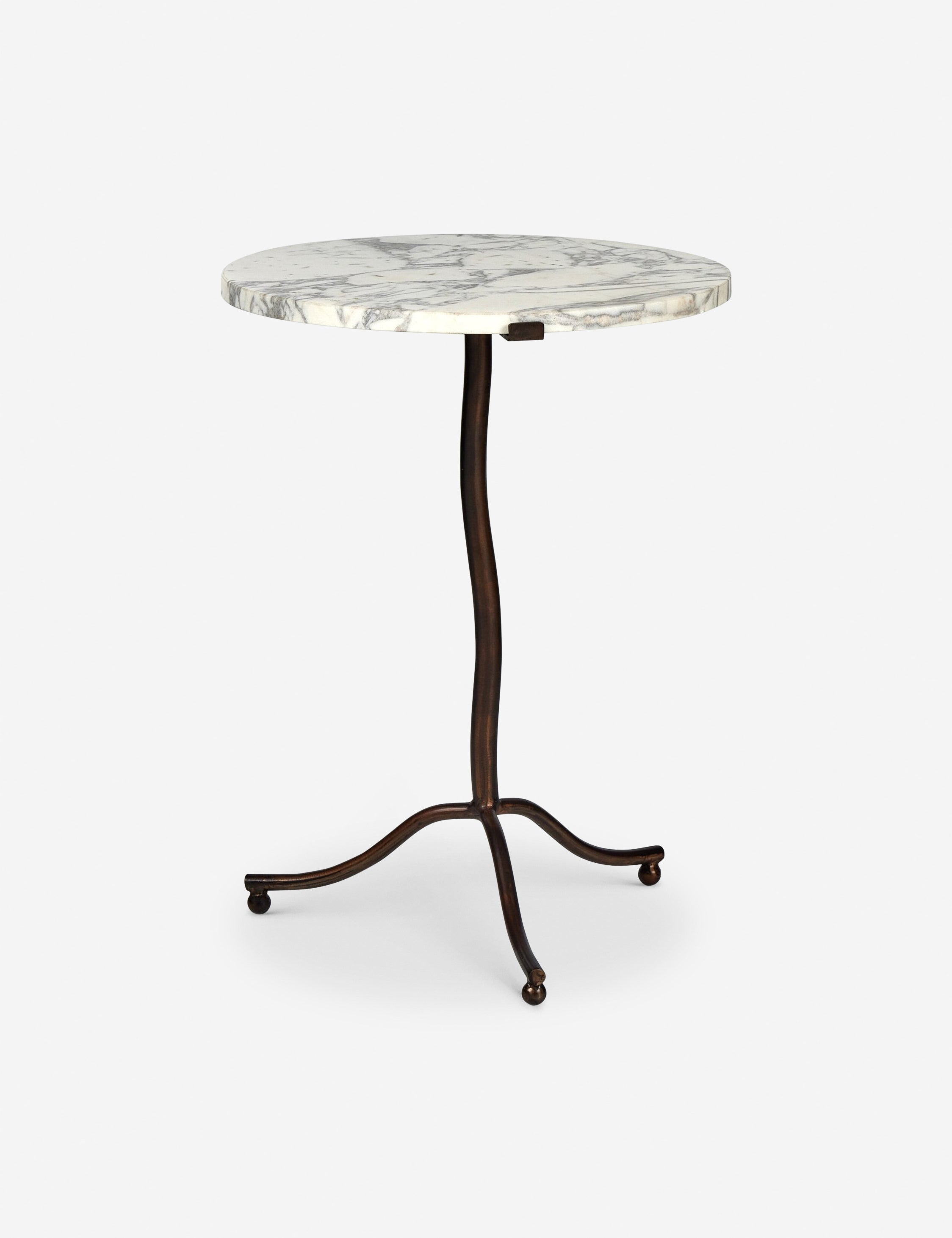 Lulu and Georgia Cerrito Round Side Table – Bronze and Marble