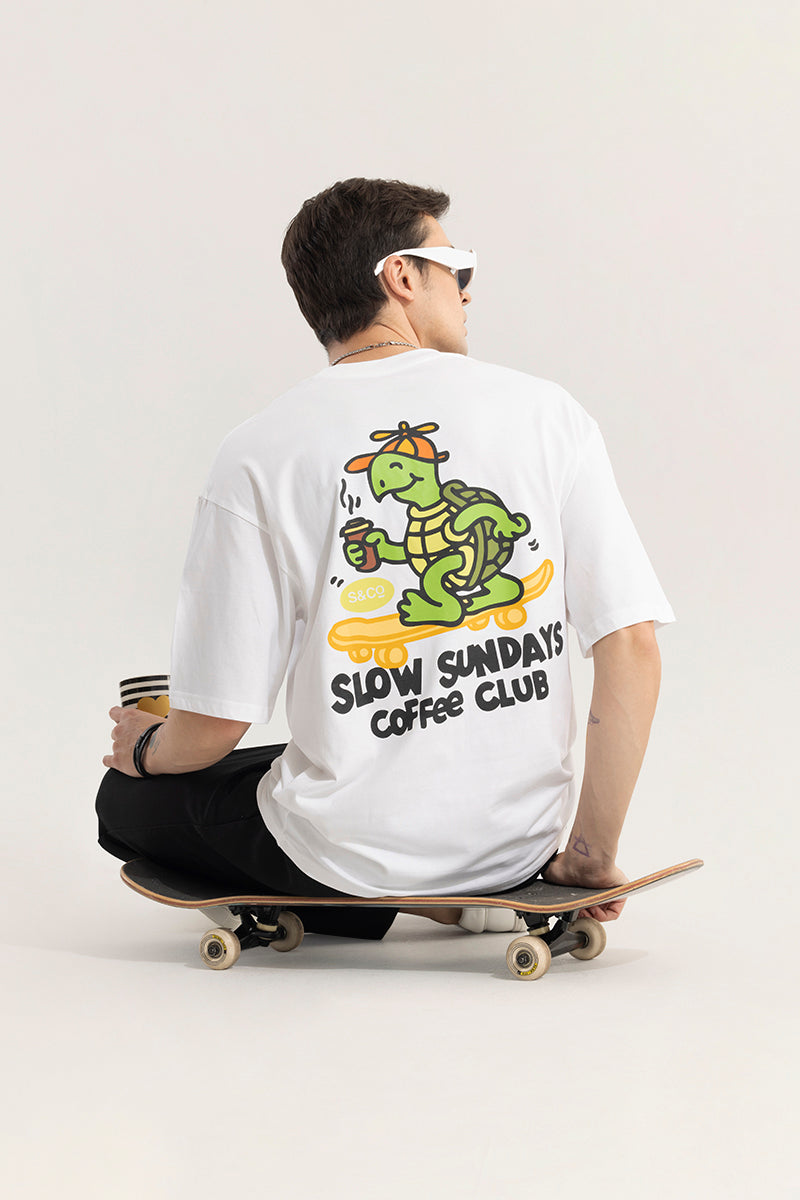 SNITCH Slow Sundays White Oversized T-Shirt