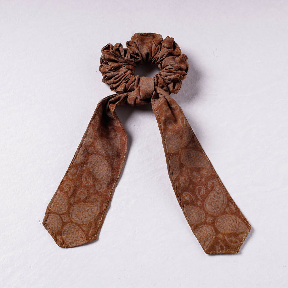 ITOKRI CRAFTS INITIATIVE Bagh Print Cotton Elastic Hair Bands/Scarf Ponytail Holder/Scrunchie Ties