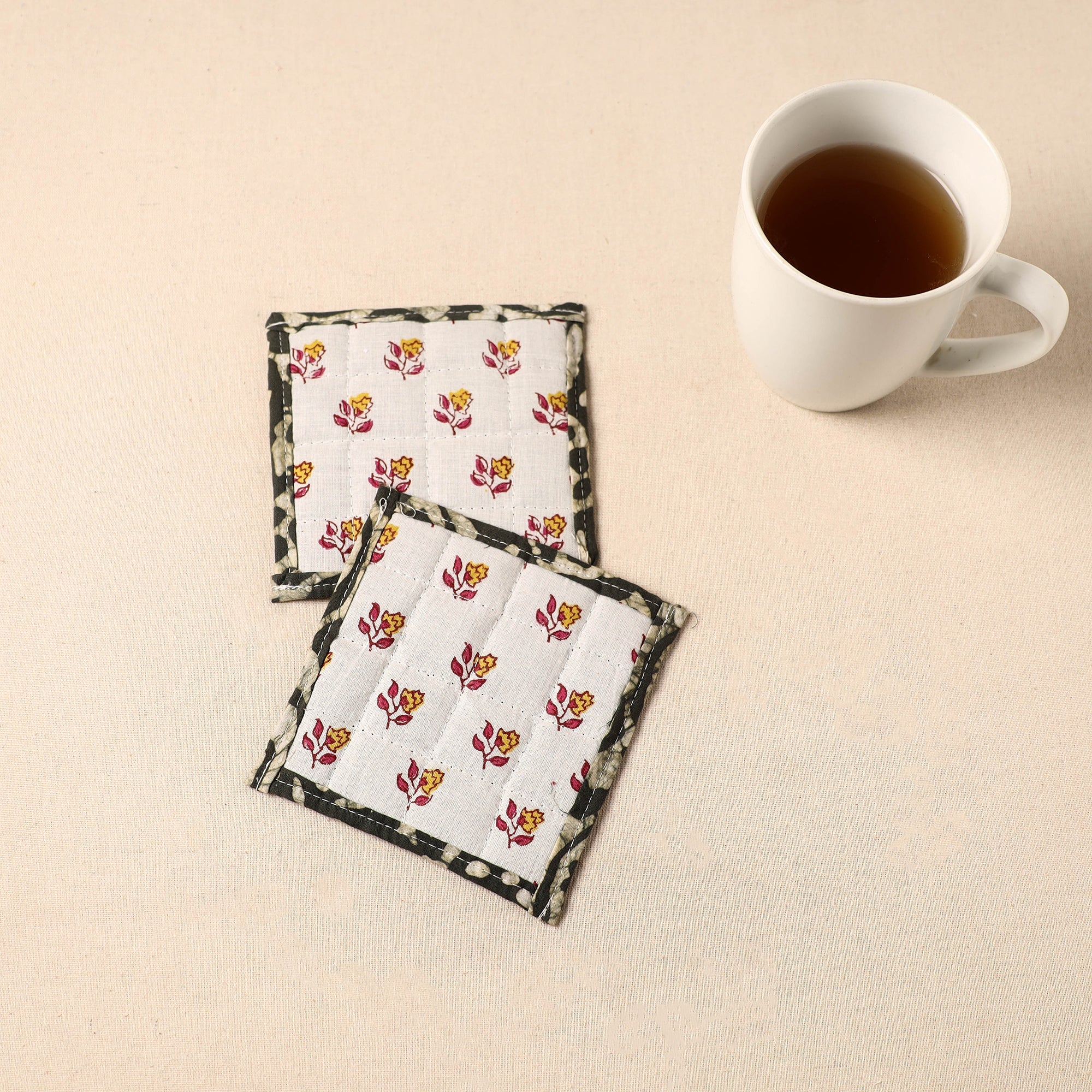 JALPARI Floral Print Cotton Quilted Coasters (Set of 2) 37 - view 2