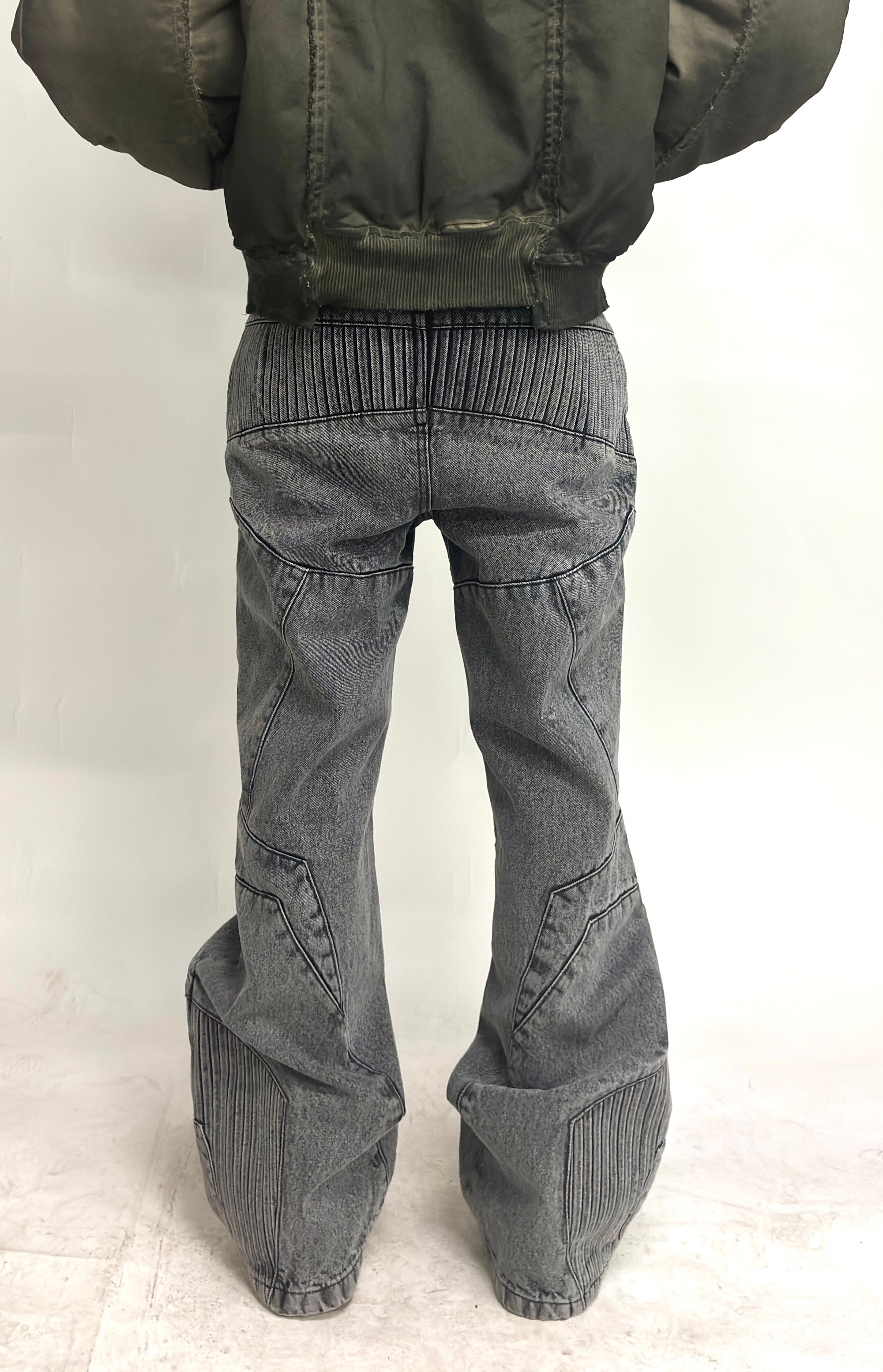 Unreborn Project Biker Denim Pants - Light Grey - view 6