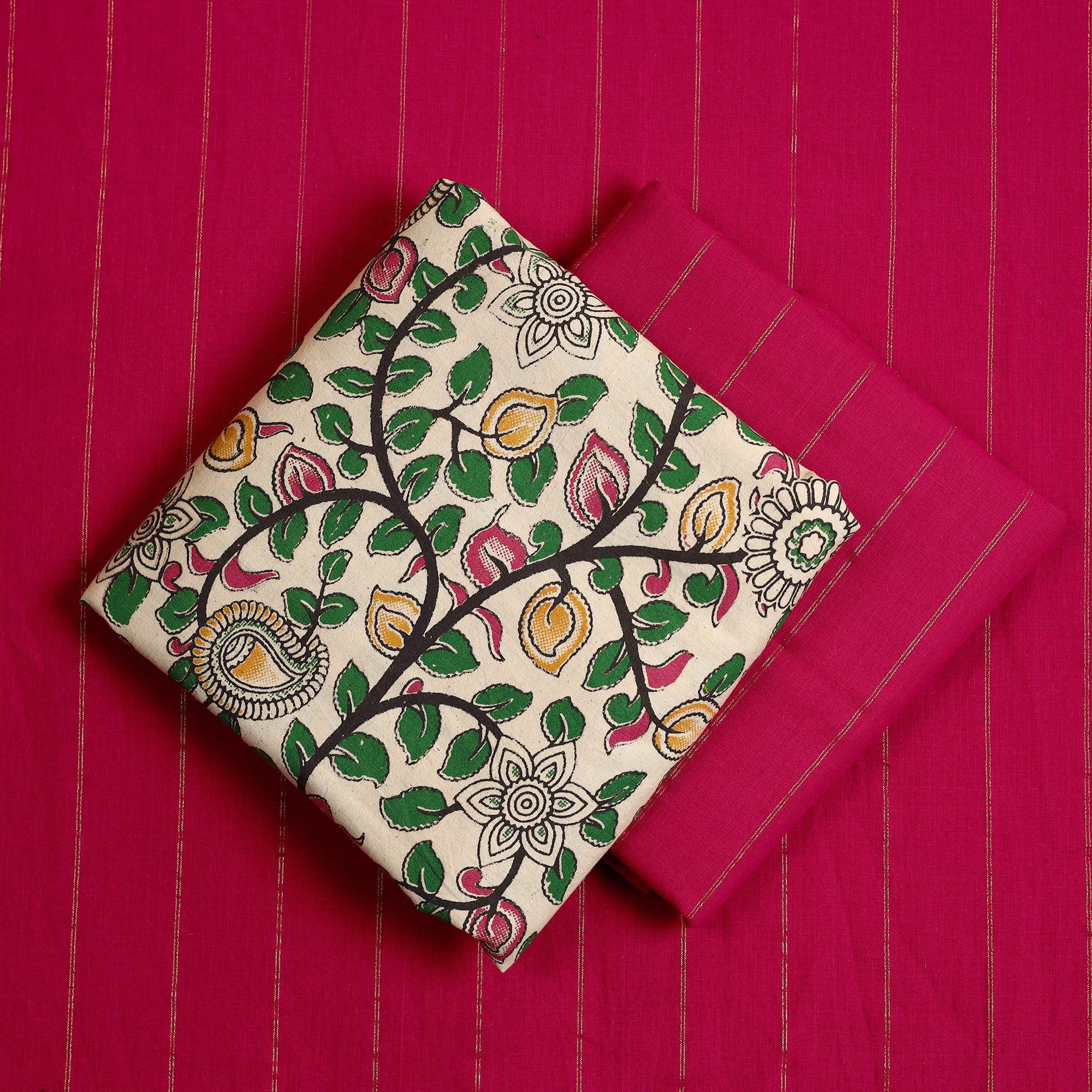 NOORI BAZAR Beige - 3pc Cotton Kalamkari Print Dress Material 24 - view 2