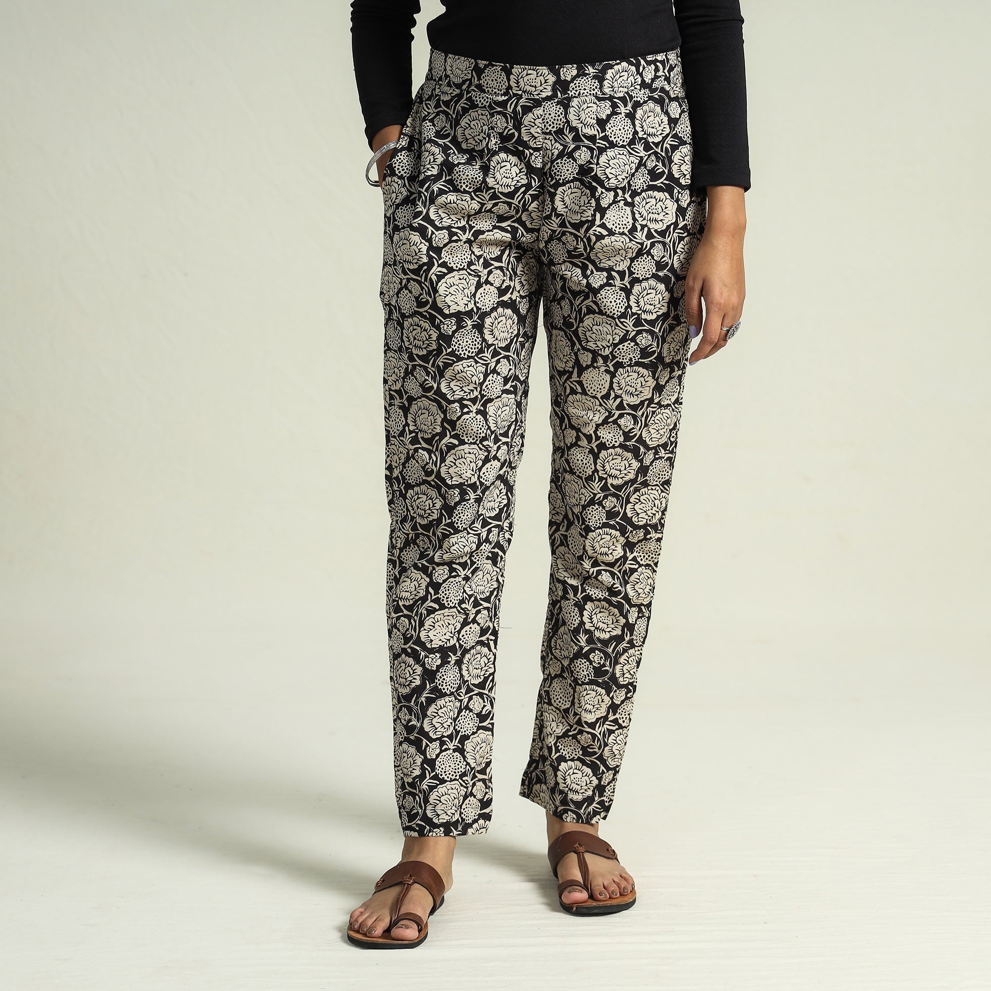 ITOKRI CASUALS Black - Bagru Block Printed Cotton Tapered Pant