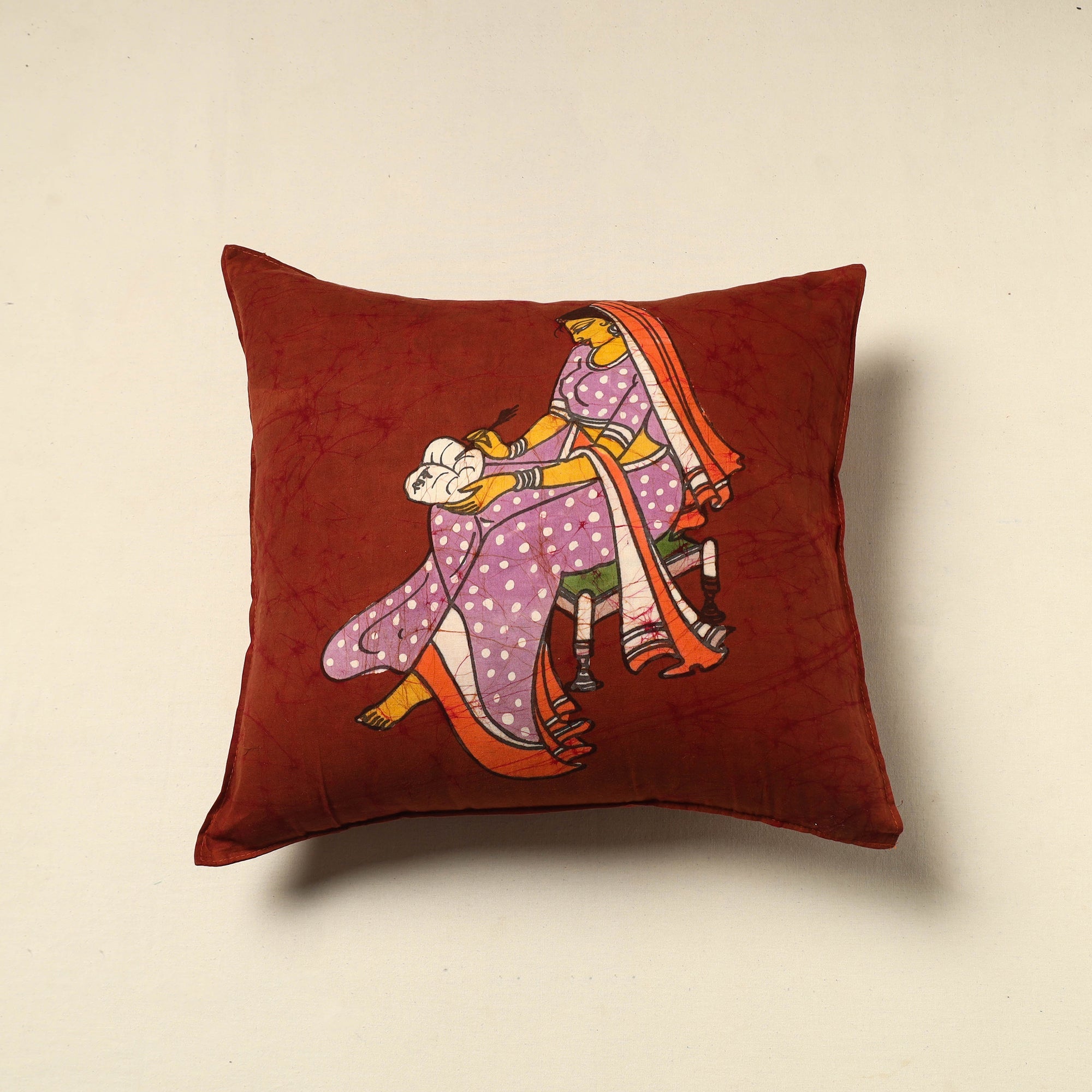 KACHCHH JI CHHAAP Pure Cotton Hand Batik Cushion Cover (18 x 18 in) 33