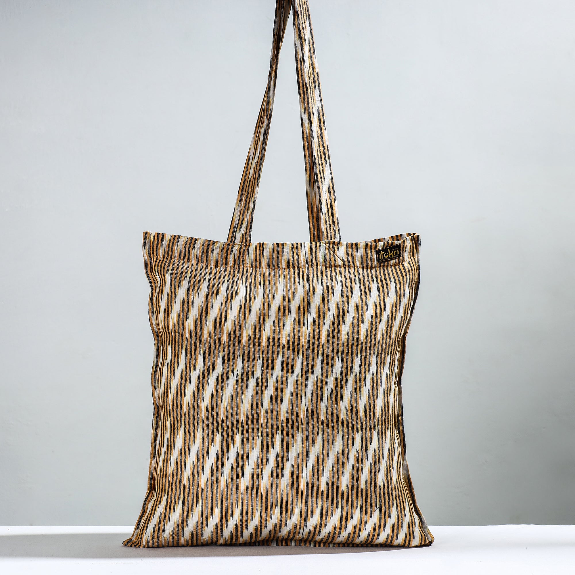 NOORI BAZAR Brown - Handcrafted Pochampally Ikat Weave Cotton Jhola Bag