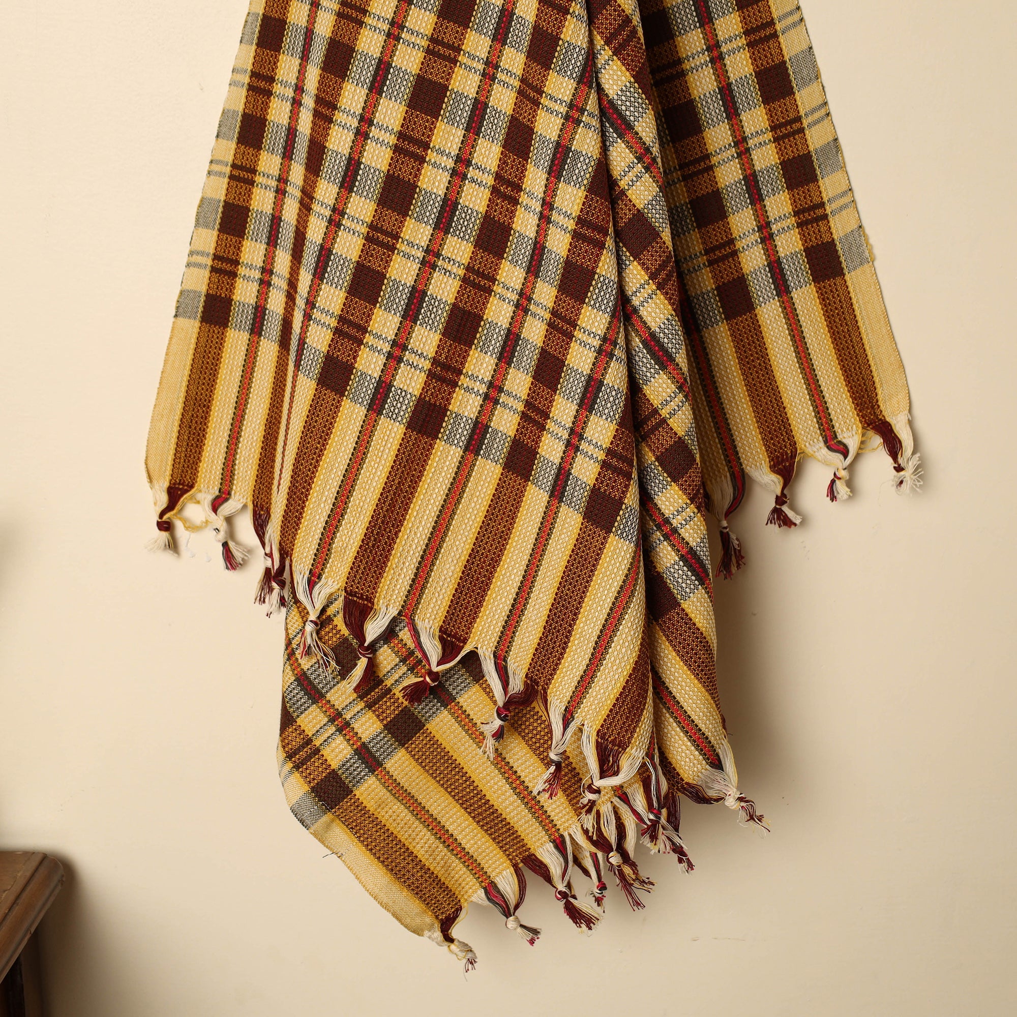 GWALIOR HANDLOOMS Brown - Handloom Fine Cotton Checks Bath Towel 136 - view 2
