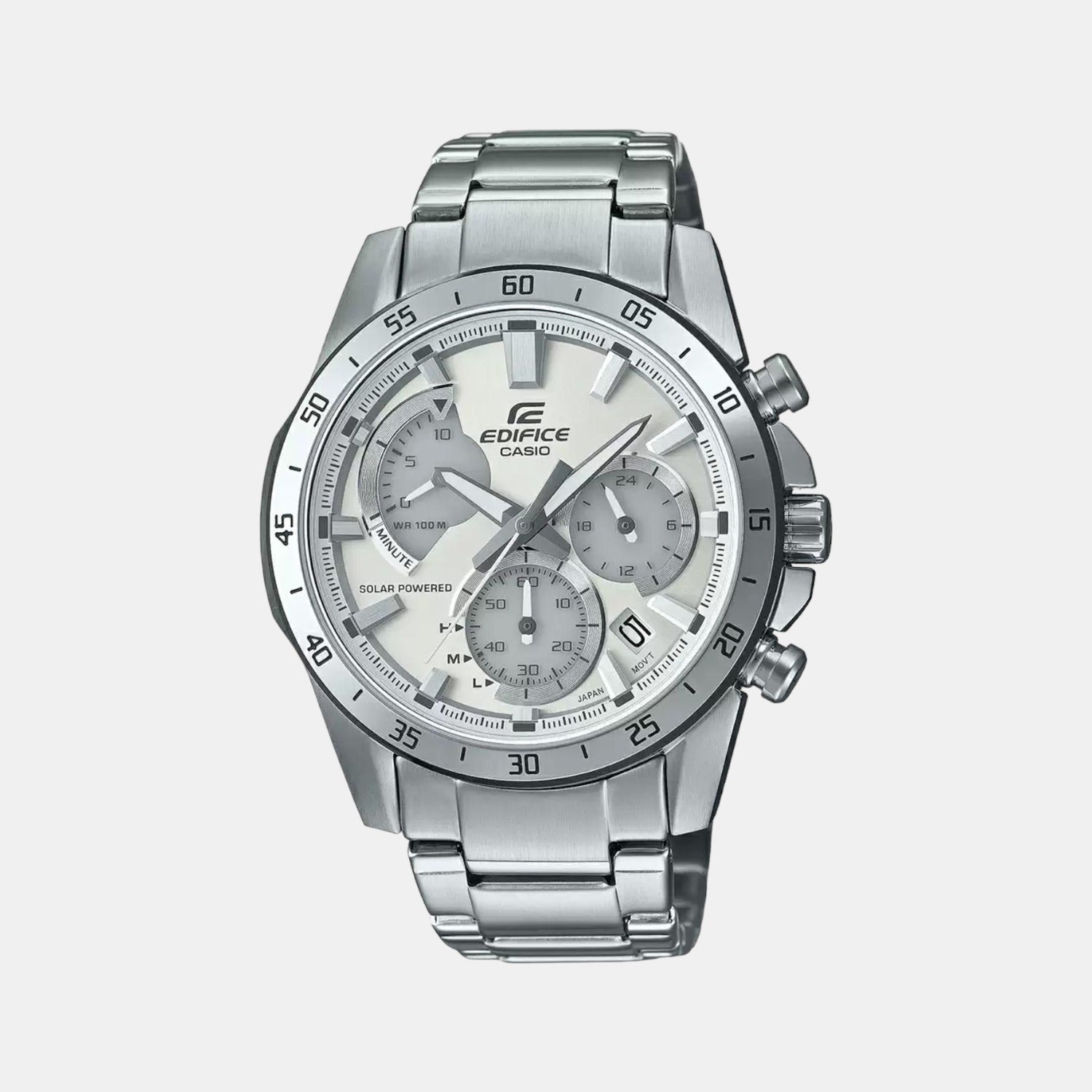 Casio Edifice Men Quartz Silver Dial Chronograph Stainless Steel Watch ED528