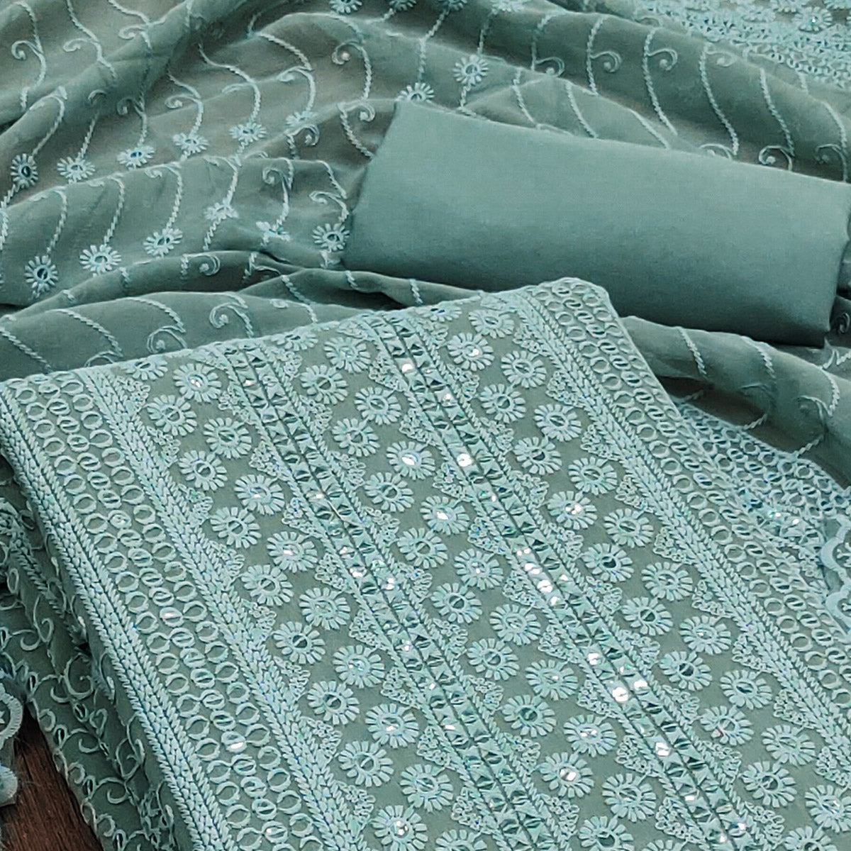 BlackTree grey-lucknowi-embroidered-georgette-suit - view 2