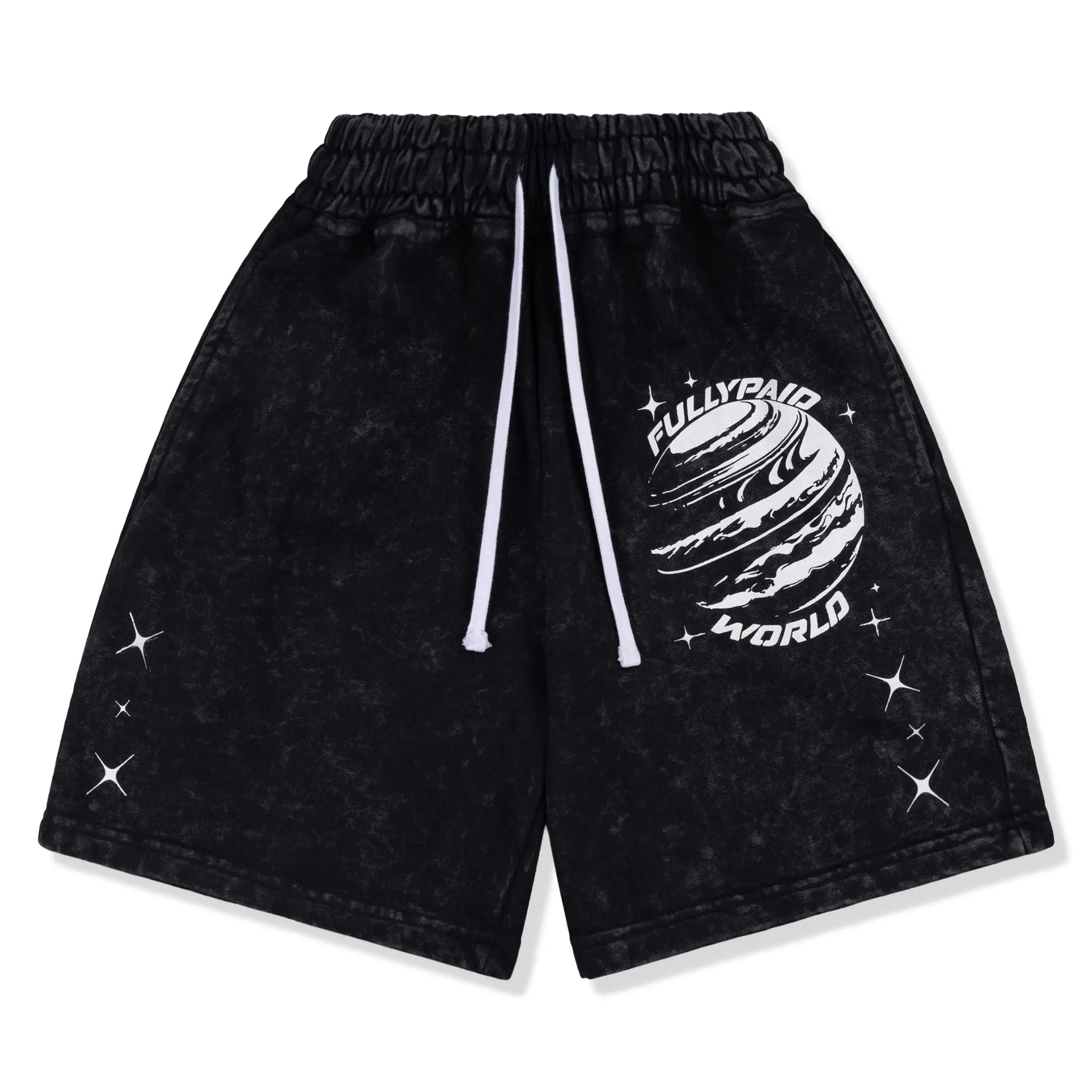 Fully Paid World Acid Wash Black Shorts