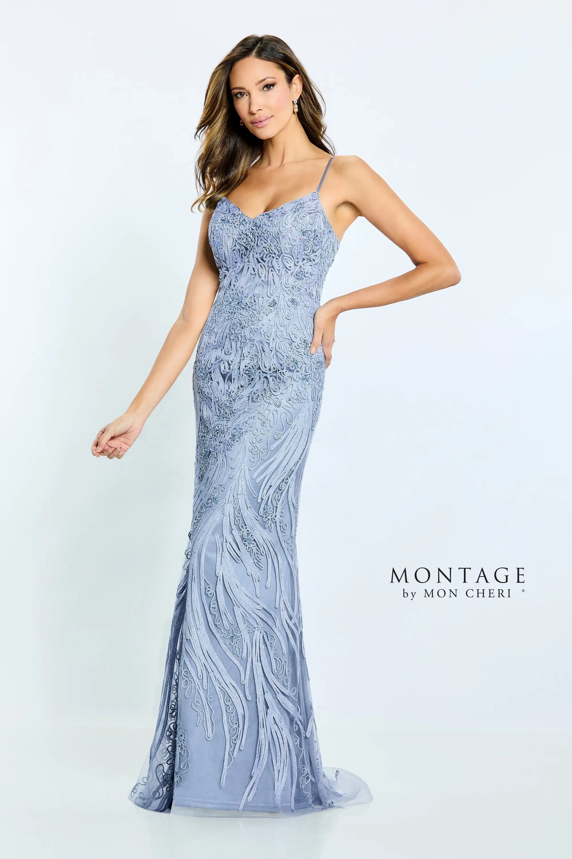 Montage M511 Long Formal Detachable Capelet Lace Dress - view 2