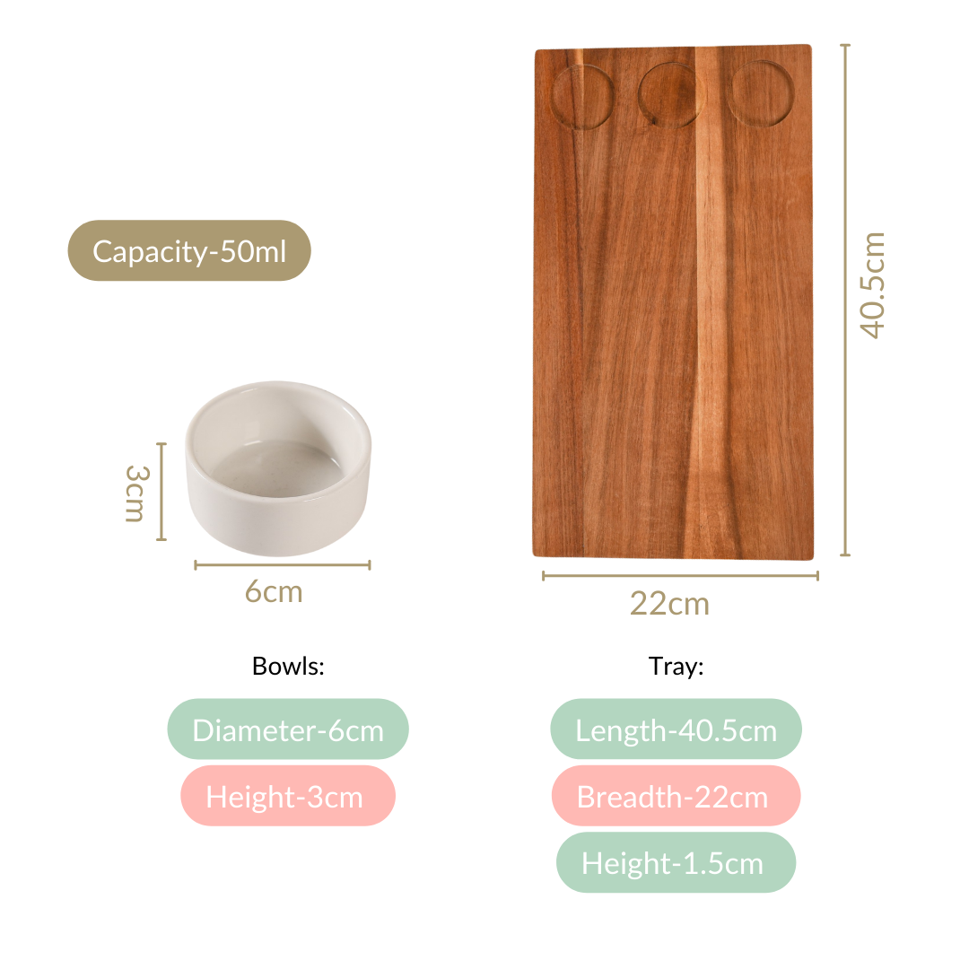 Nestasia Acacia Wood Cheeseboard With Set Of 3 Small Bowls 50ml - view 5