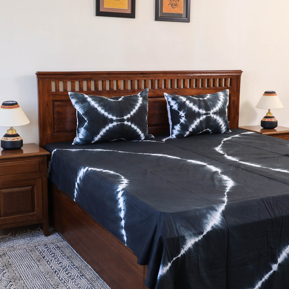 Tie dye cotton – HAVELI CHRONICLES Black - Tie & Dye Cotton Double Shibori Bed Sheet Set