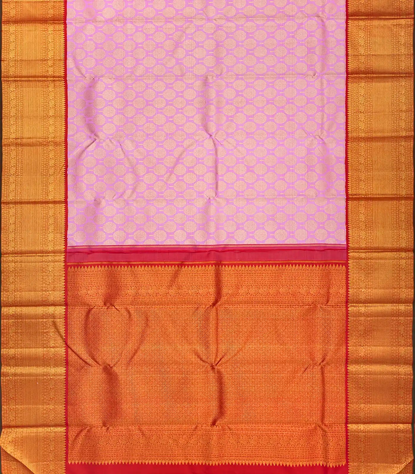 RmKV Baby Pink Handloom Kanchipuram Korvai Silk Saree With Floral Motifs-Baby Pink - view 2
