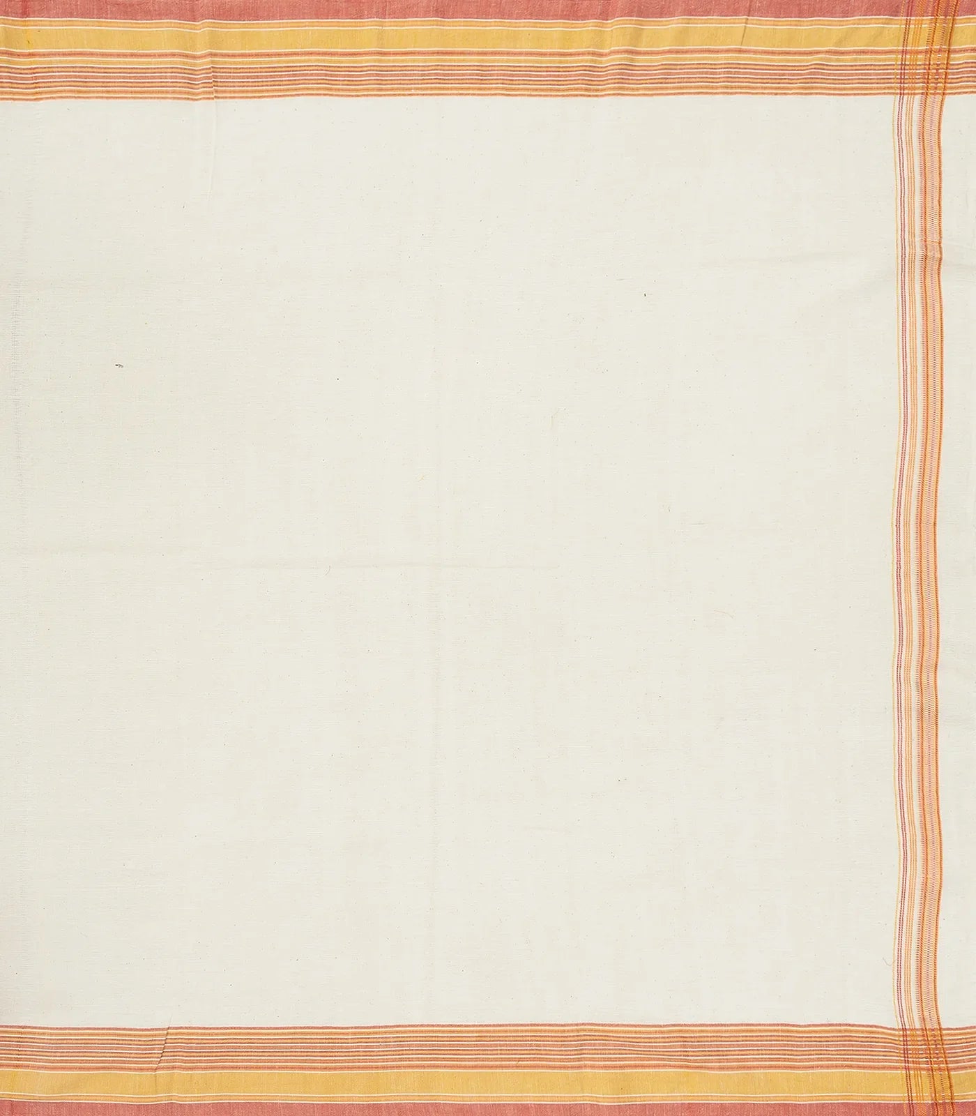 RmKV Off White Handloom Bhujodi Cotton Saree With Red Stripes - view 4