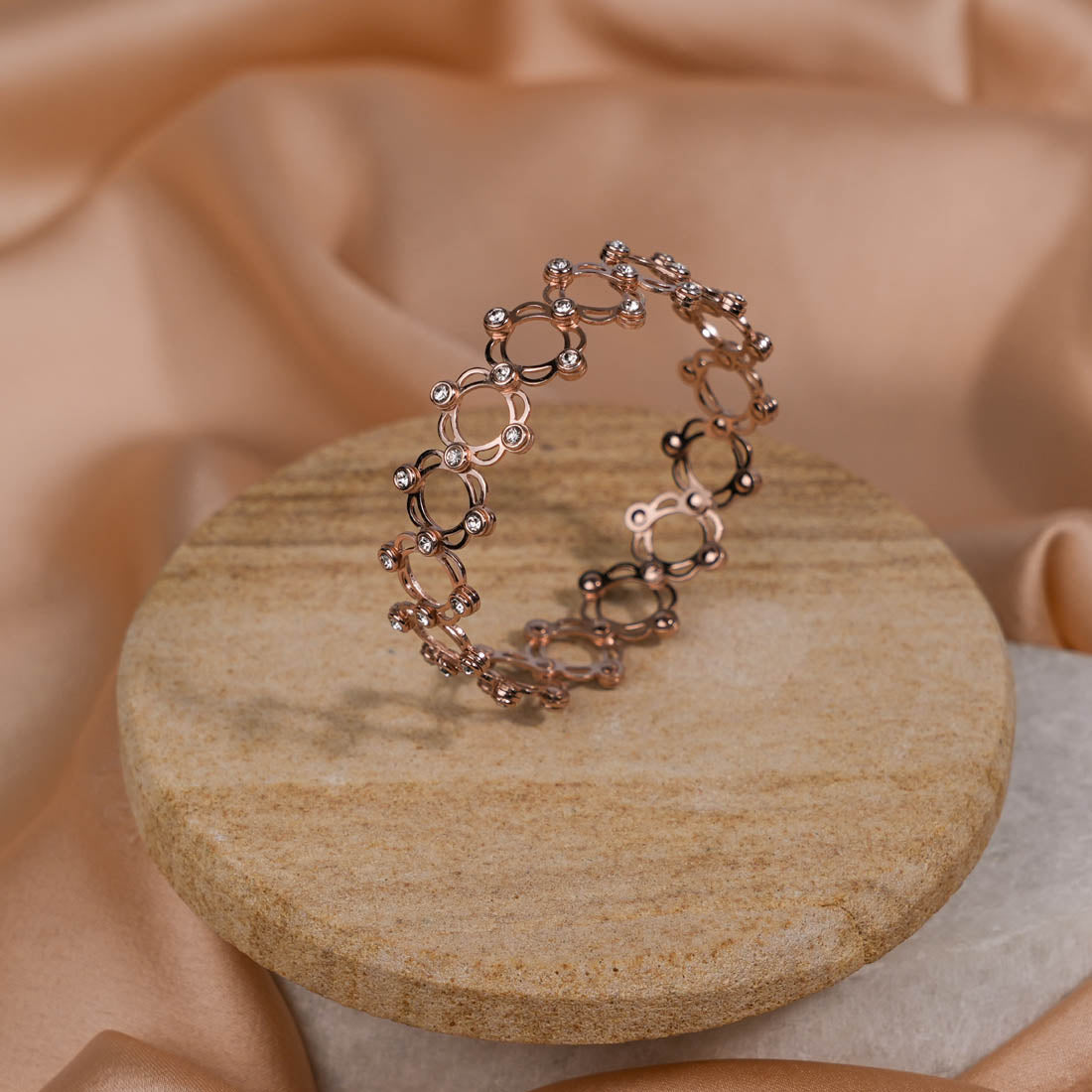Prinjal Jewellers Rose Gold Plated Silver Ring Cum Bracelet for Women - view 2