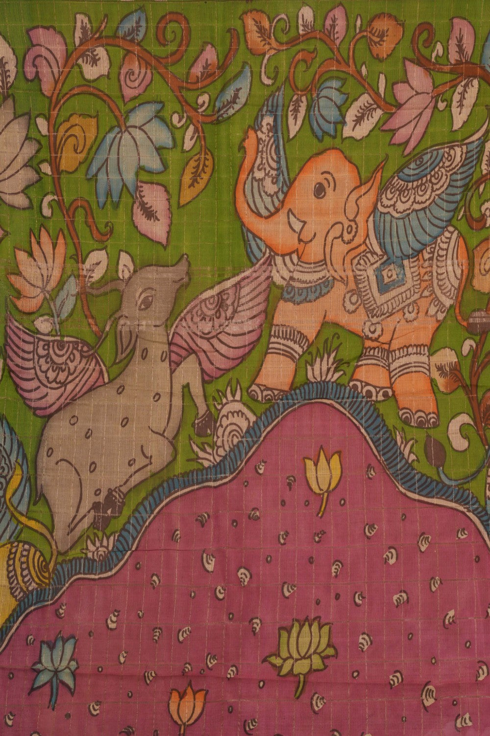 Kalanjali Kalamkari Painted Saree With Natural Dyes. - view 2