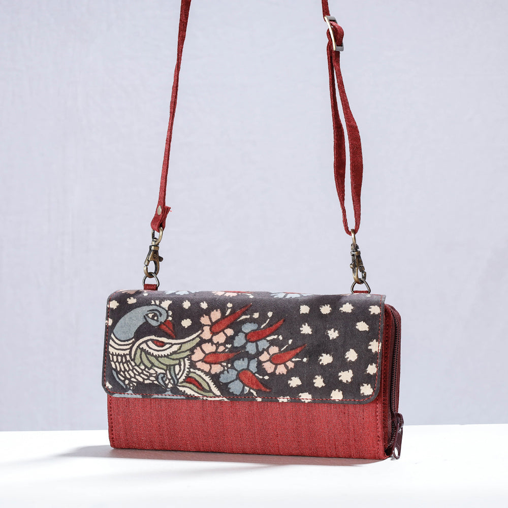 DWARAKA PLUS Brown - Handpainted Kalamkari Natural Dyed Ghicha Silk Sling Bag - view 2