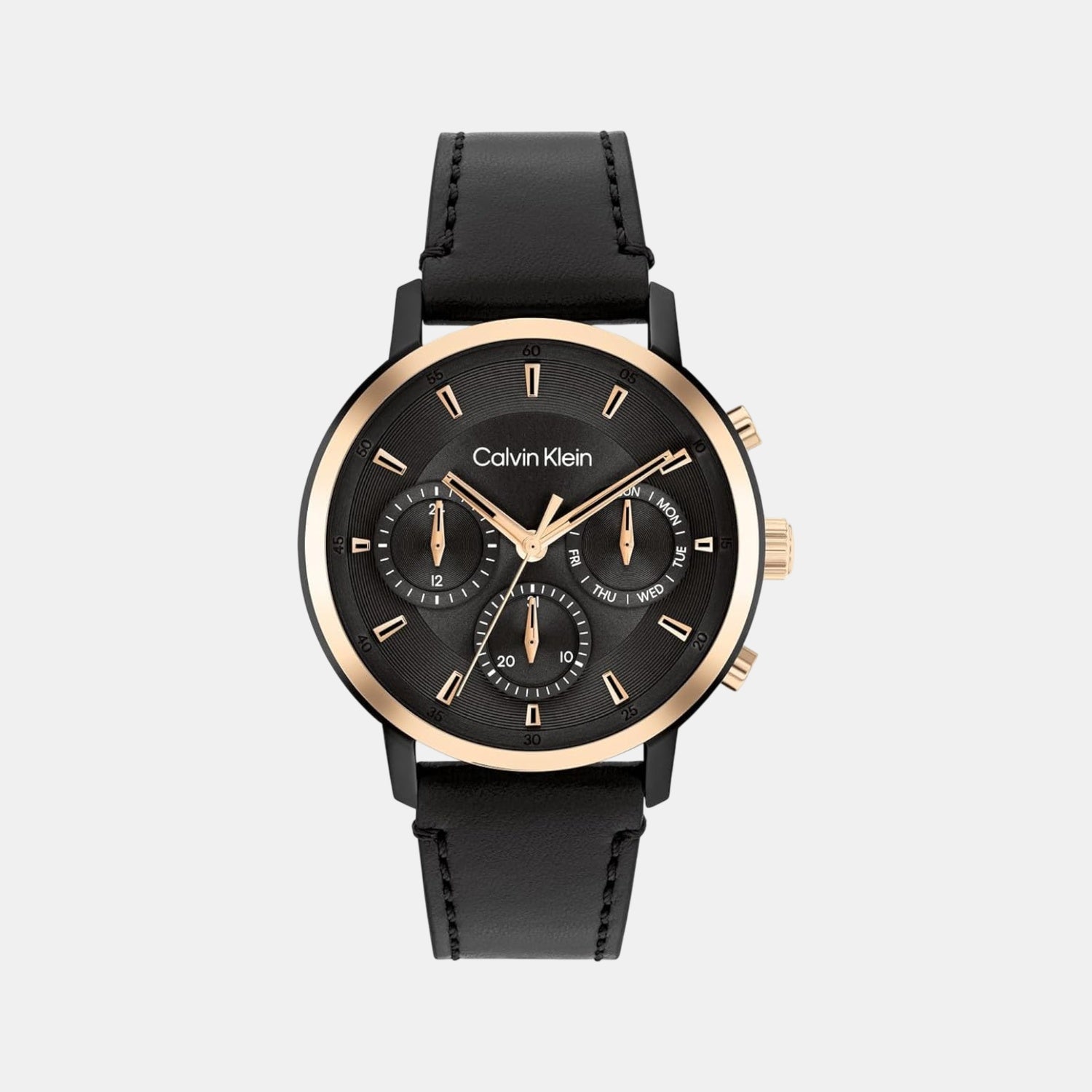 Calvin Klein Gauge Men Quartz Black Dial Multi-Function Leather Watch 25200499