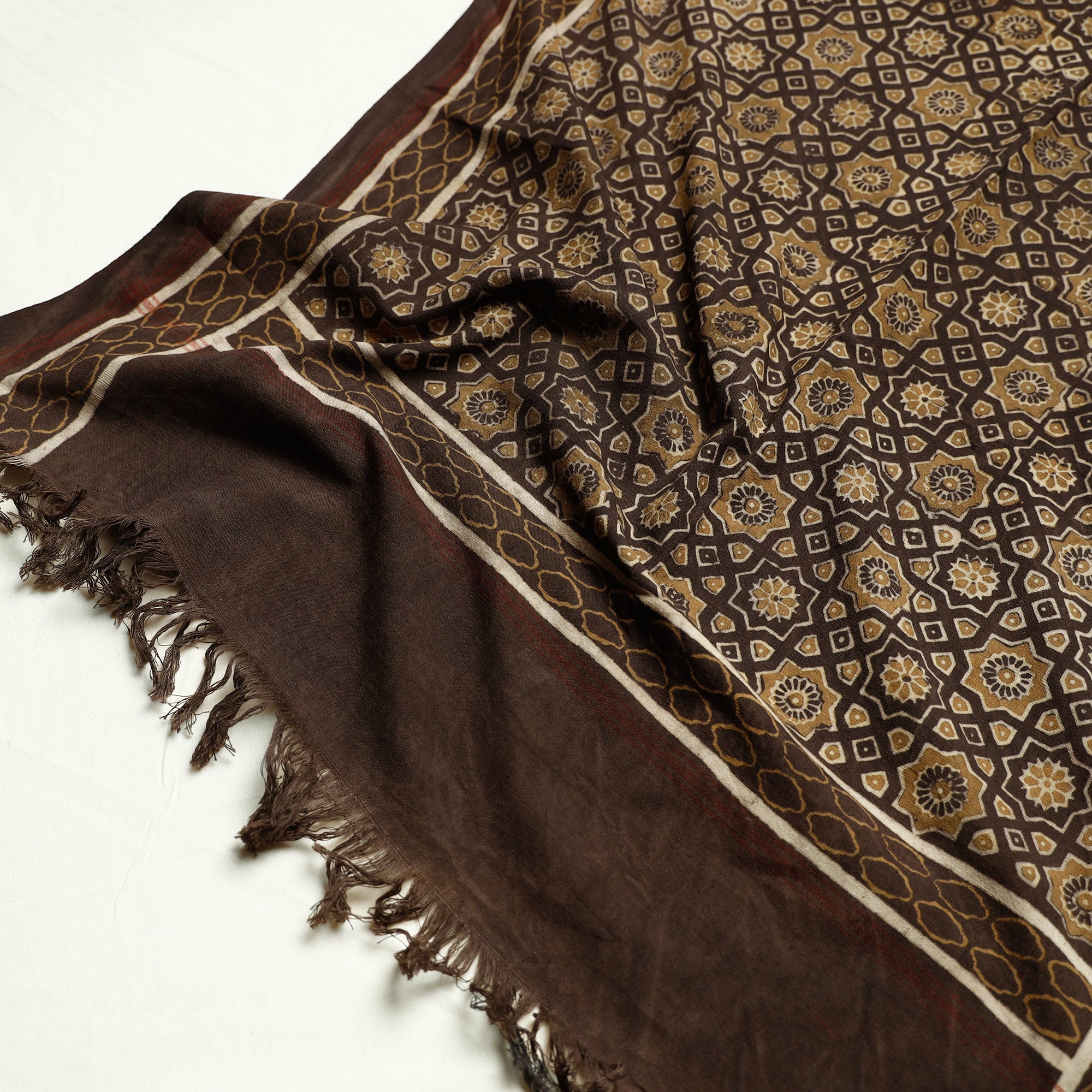 HAVELI CHRONICLES Brown - Akola Block Printed Pure Handloom Cotton Towel - view 2