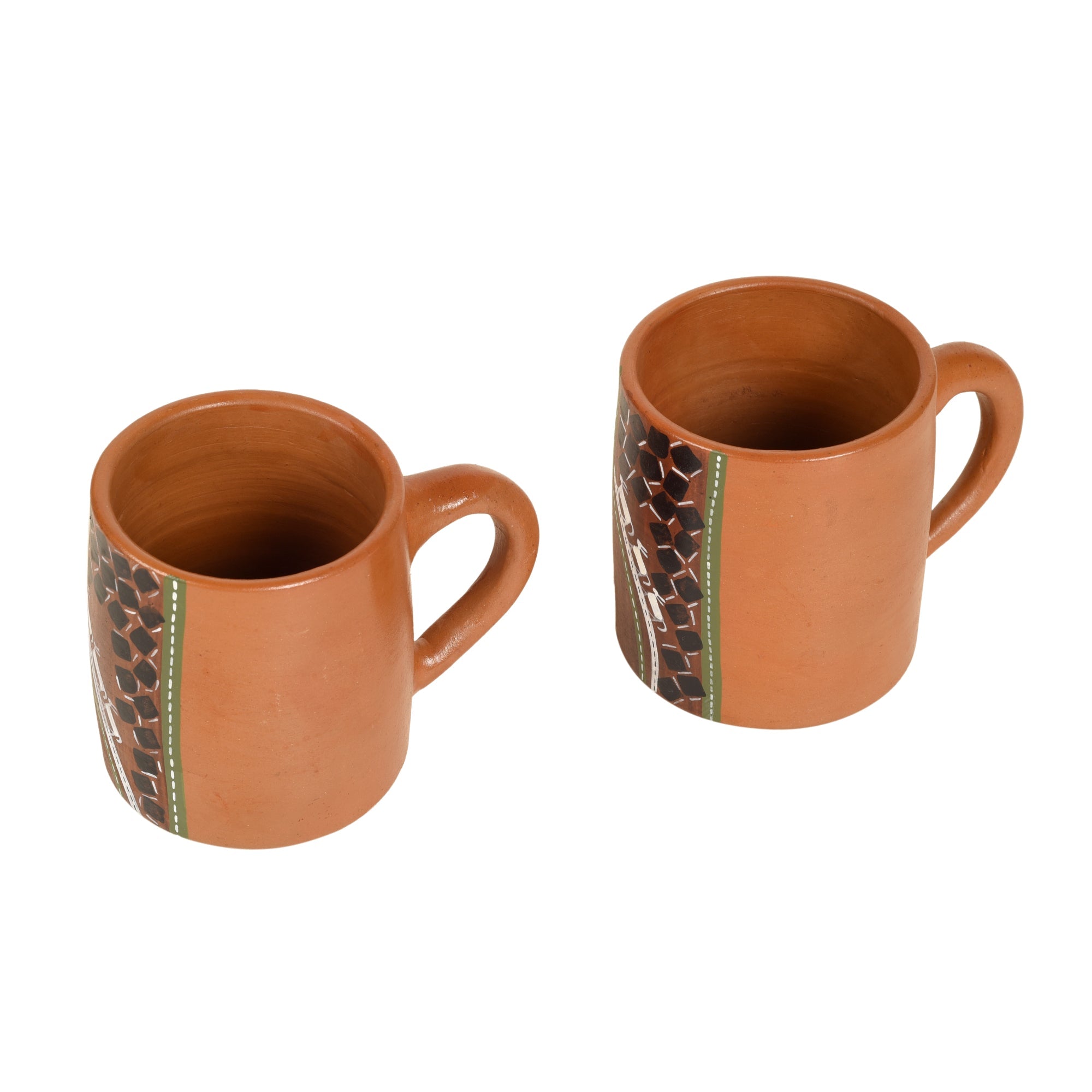 ART CREATIONS BY SUMAN SONTHALIA Brown - Knosh-1 Earthen Cups with Tribal Motifs (4.5x3x3.6) - view 2