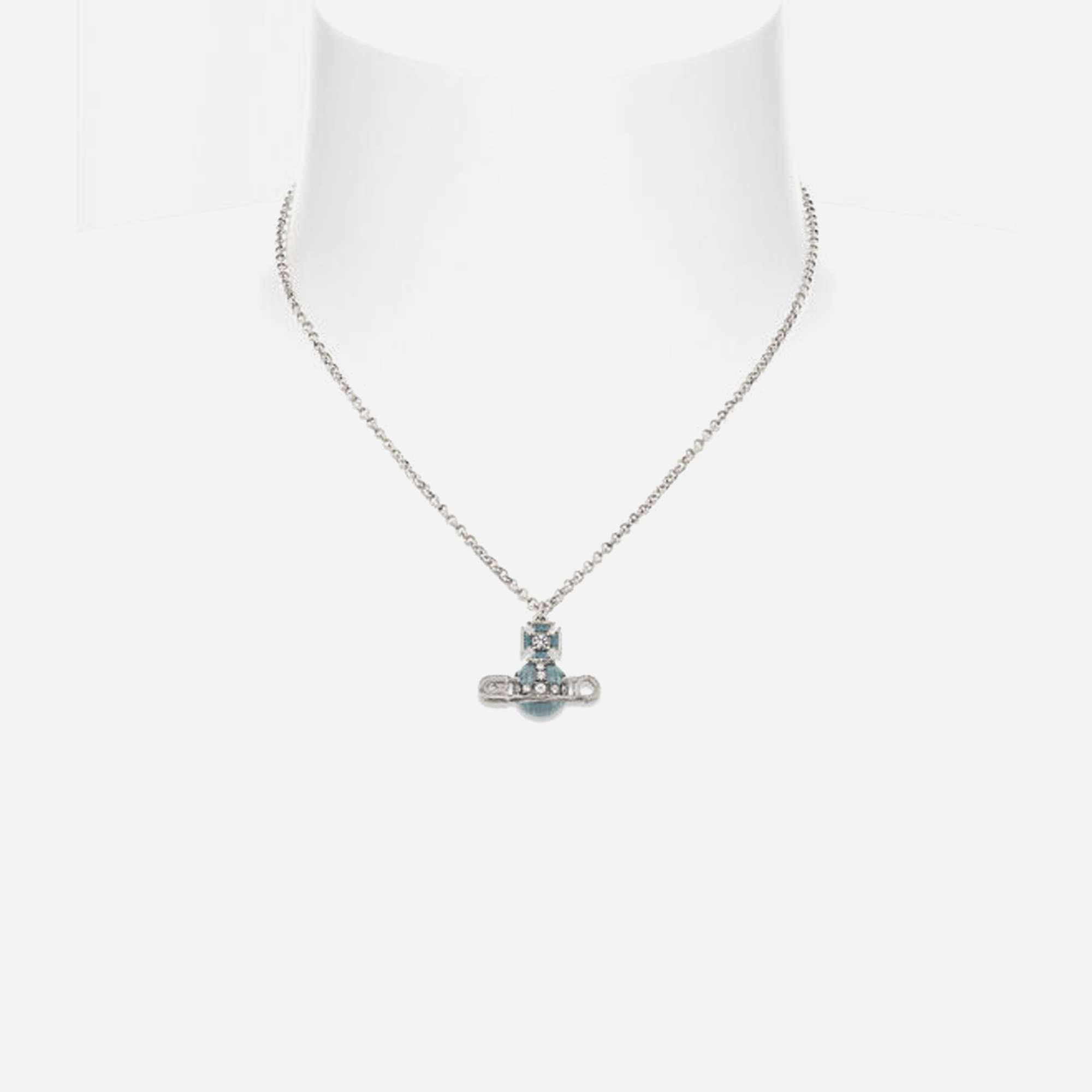 Vivienne Westwood Kitty Pendant Necklace Platinum-White-Crystal-Pacific-Opal-Enamel - view 2