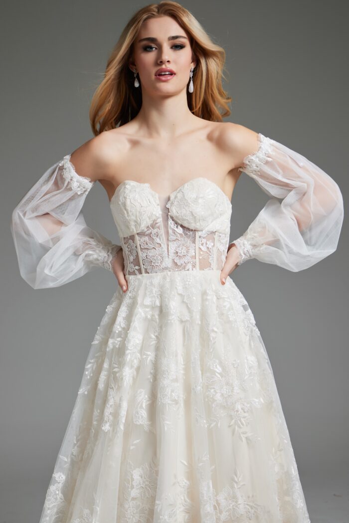 Jovani JB220004 Bridal Gown Long Puff Wedding Dress - view 5