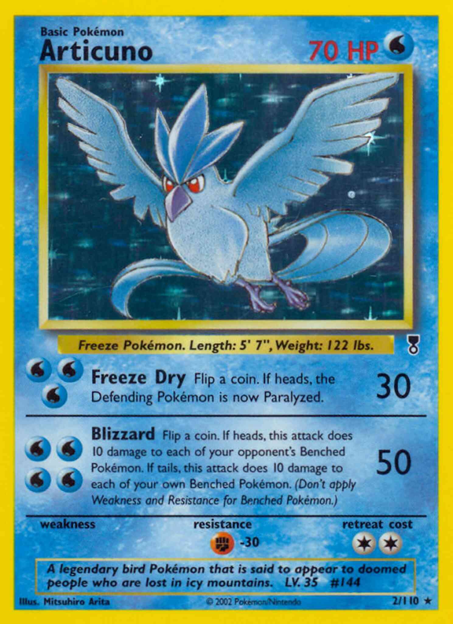 Rare base6-2 reverse – Pokémon Articuno - 2/110 - Rare [base6-2] [Reverse Holo]