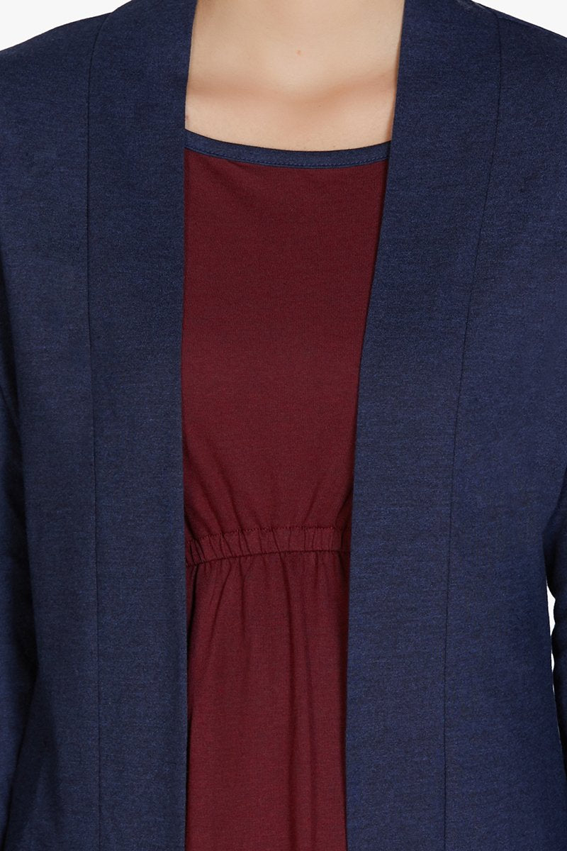Amante Cotton Blend Sleep Robe - Navy - view 4