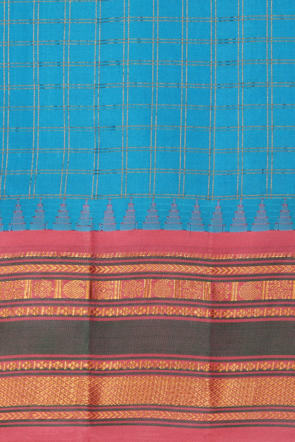 Kalanjali Gadwal Silk Blue Saree – Women's - view 2