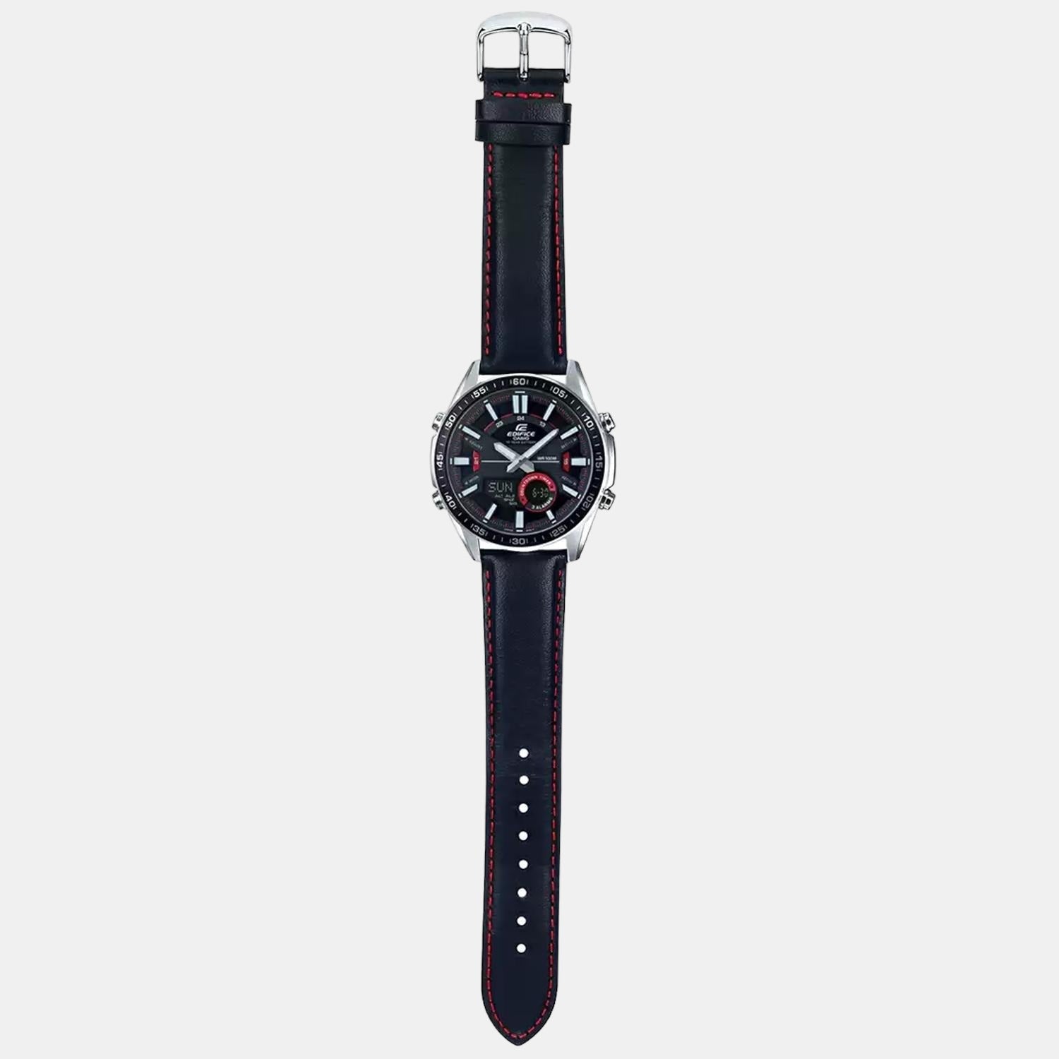 Casio Edifice Men Quartz Black Dial Analog-Digital Leather Watch EX441 - view 6