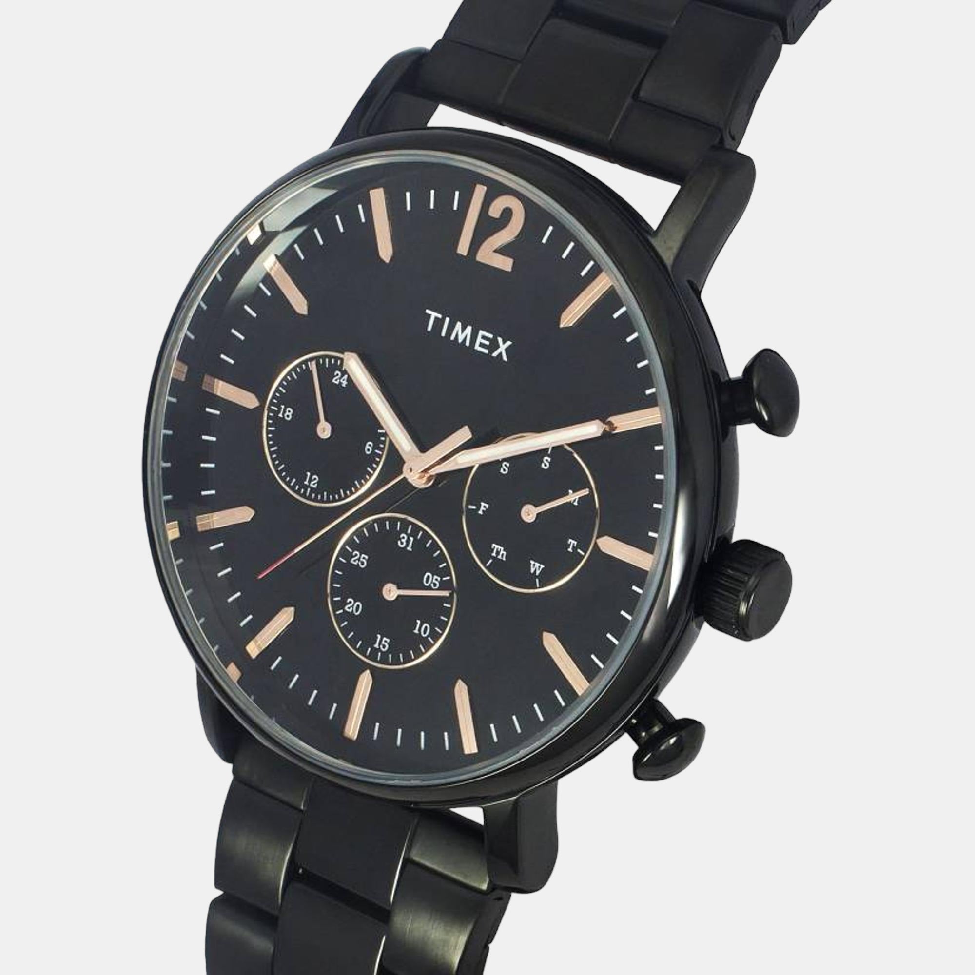 Timex Fashion Men Quartz Black Dial Chronograph Stainless Steel Watch TWEG20010 - view 3