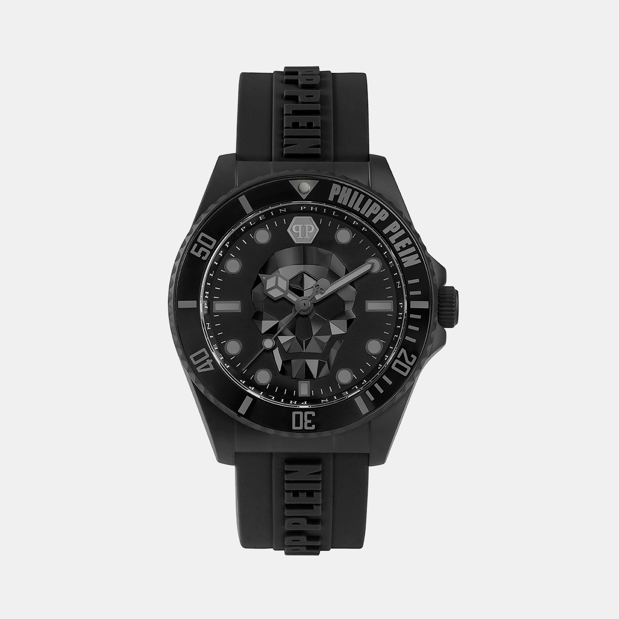 Philipp Plein $kull Men Quartz Black Dial Analog Silicone Watch PWOAA0422