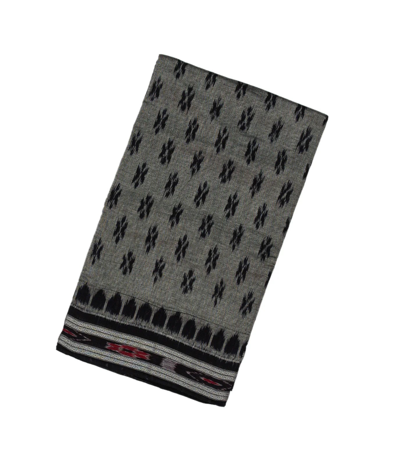 RmKV Grey Handloom Orissa Cotton Saree With Black Border