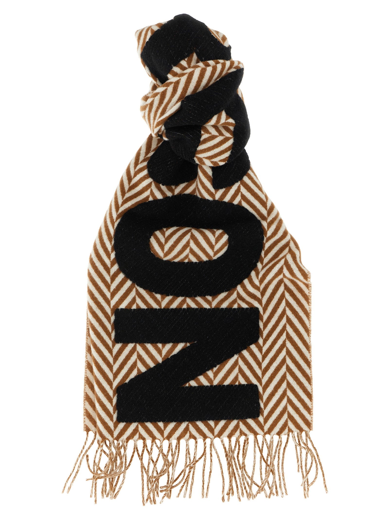 J w anderson – J.w.anderson Herringbone Logo Scarf – 55% vw 40% aw 5% pa
