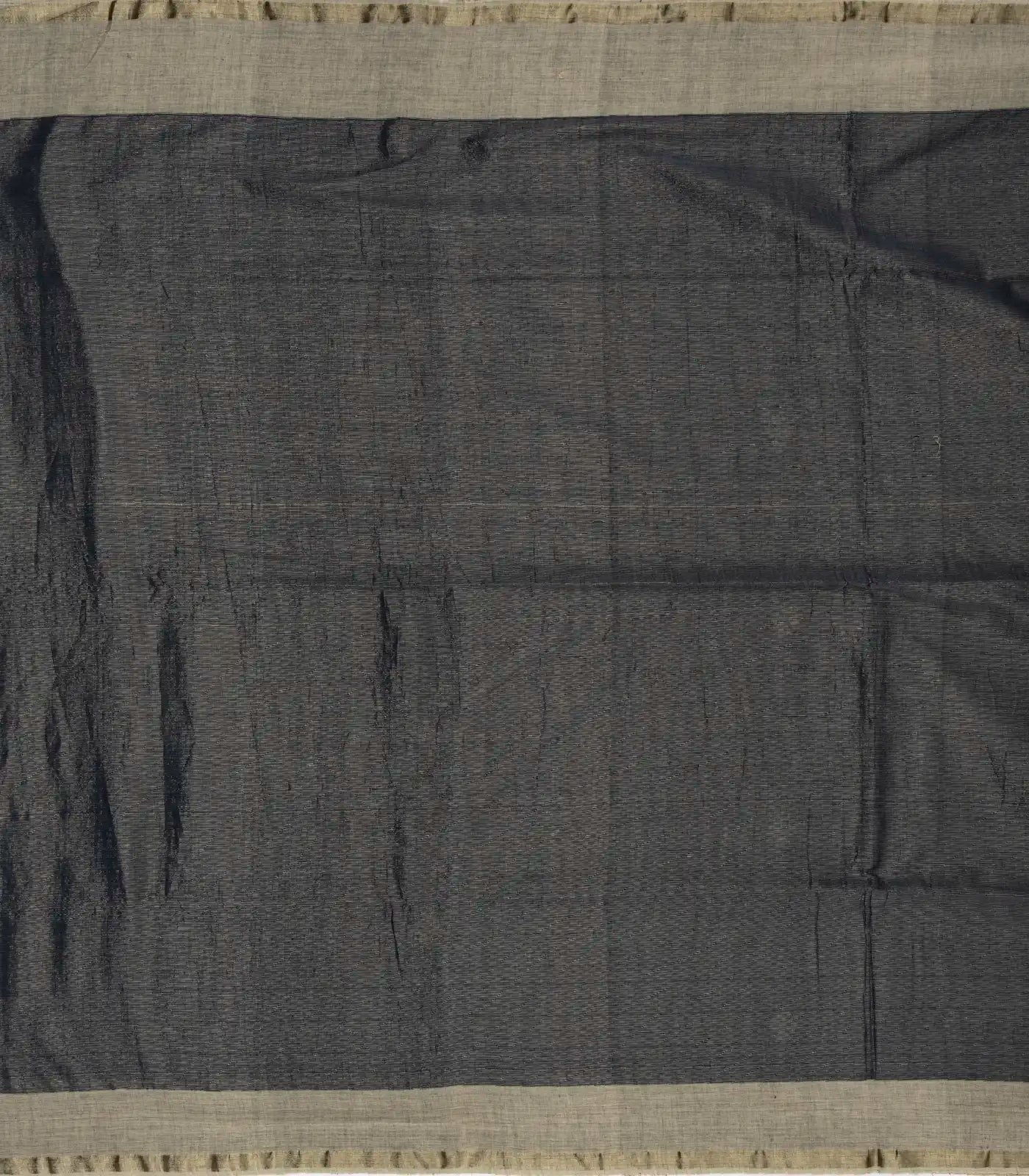 RmKV Dark Grey Handloom Bengal Cotton Tissue saree With Zari stripes and Floral (Phool) Buttis - view 6