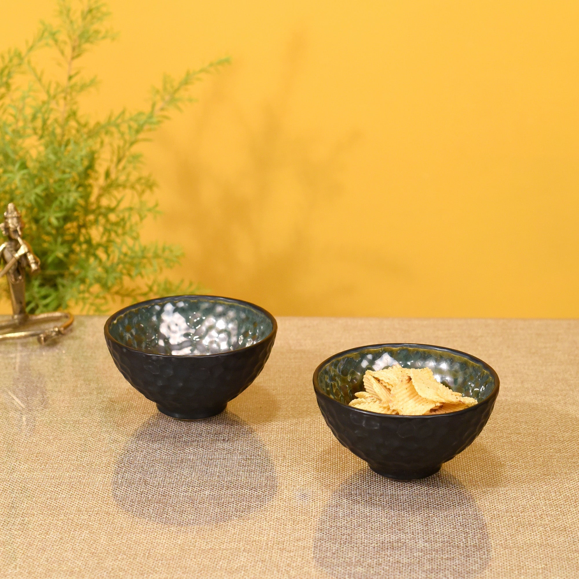 ART CREATIONS BY SUMAN SONTHALIA Black - Crater Snacking Bowls Set of 2 - view 2