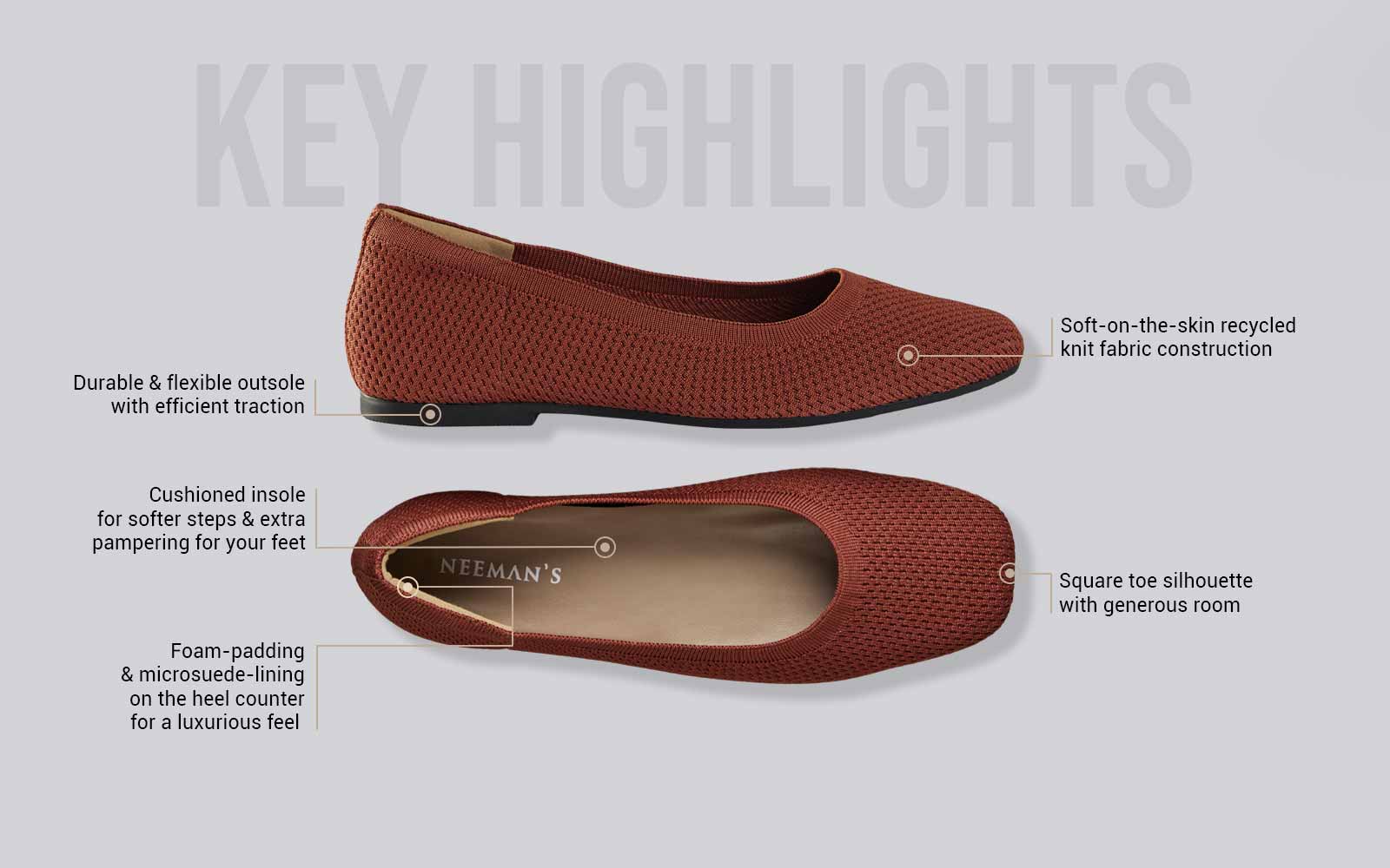 Neeman's Plush Square Flats : Burgundy - view 3