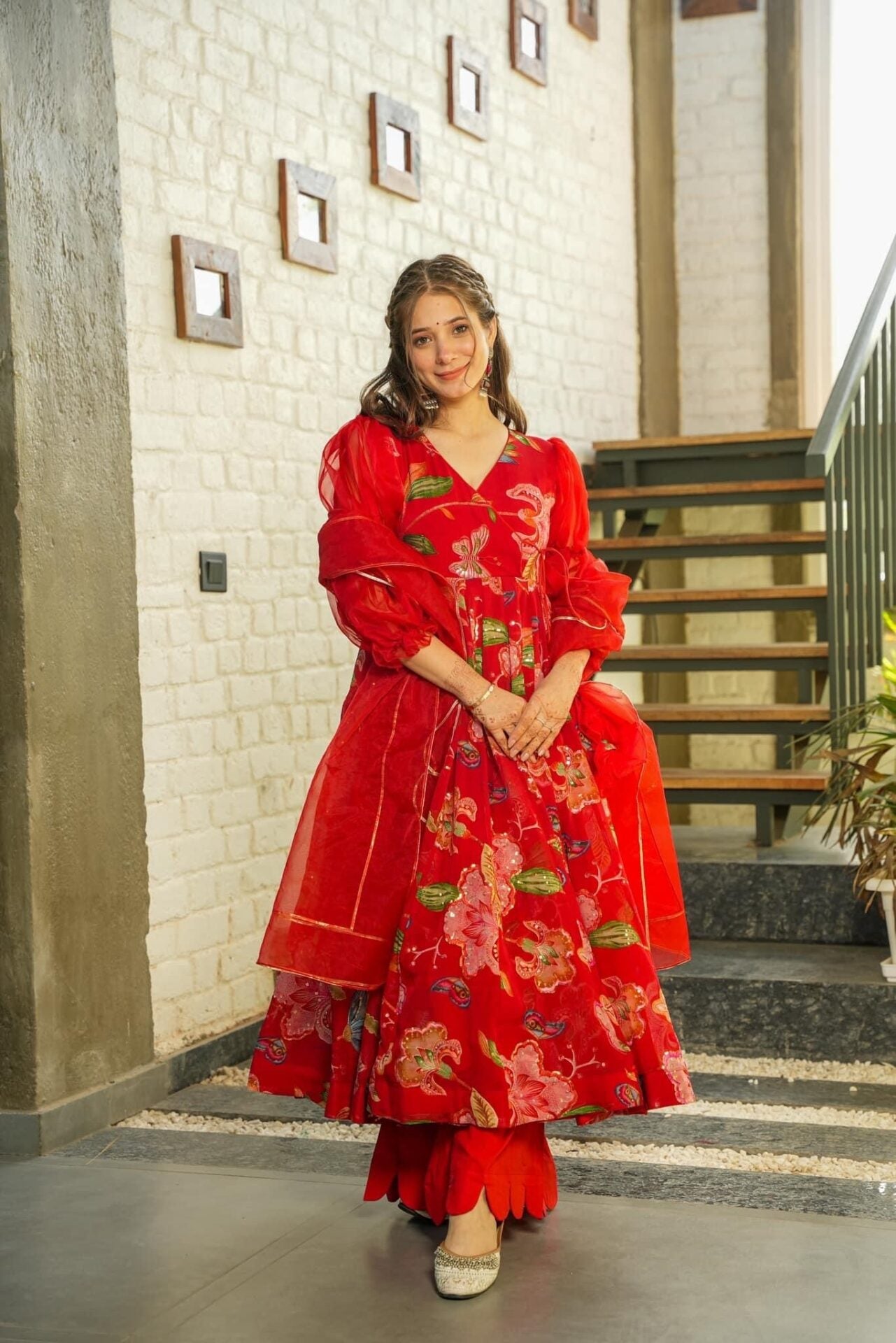 Idaho-o Grishma red suit set - view 2