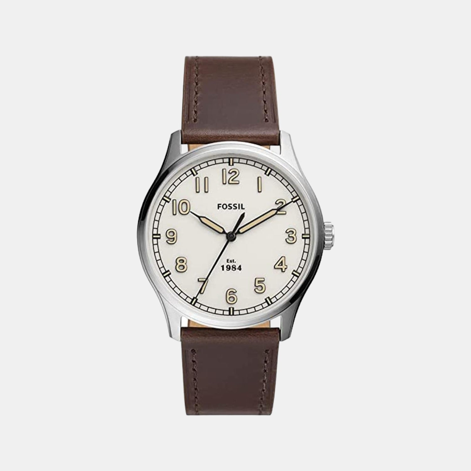Fossil Dayliner Men Quartz Cream Dial Analog Leather Watch FS5927