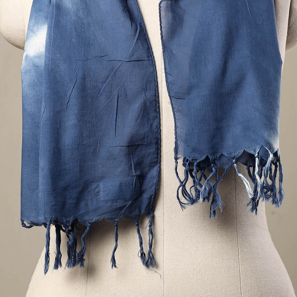 HAVELI CHRONICLES Blue - Cotton Tie-Dye Shibori Stole with Tassels 149 - view 2