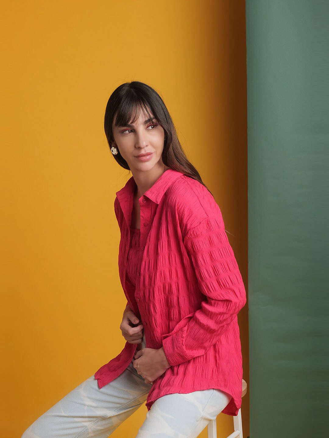 Freehand By The Indian Garage Co Women's Solid Oversized Fit Shirt - view 3