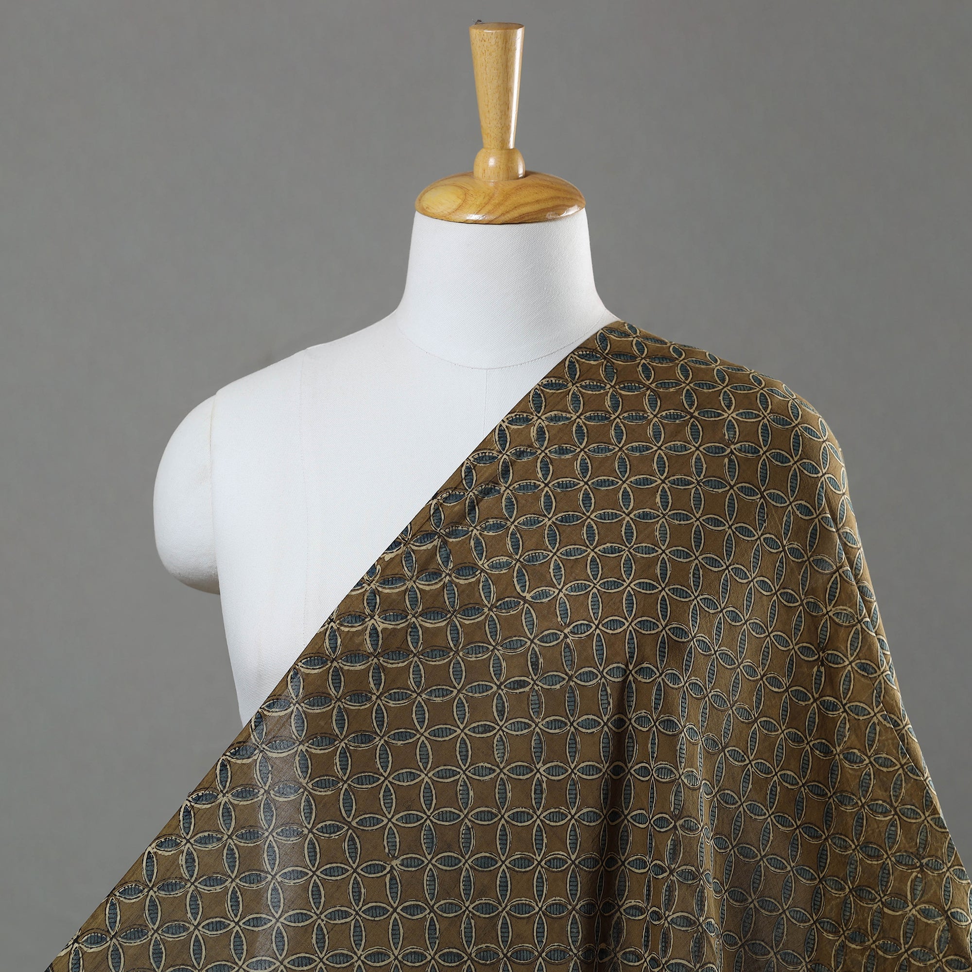 KACHCHH JI CHHAAP Brown - Ajrakh Hand Block Printed Mul Cotton Fabric