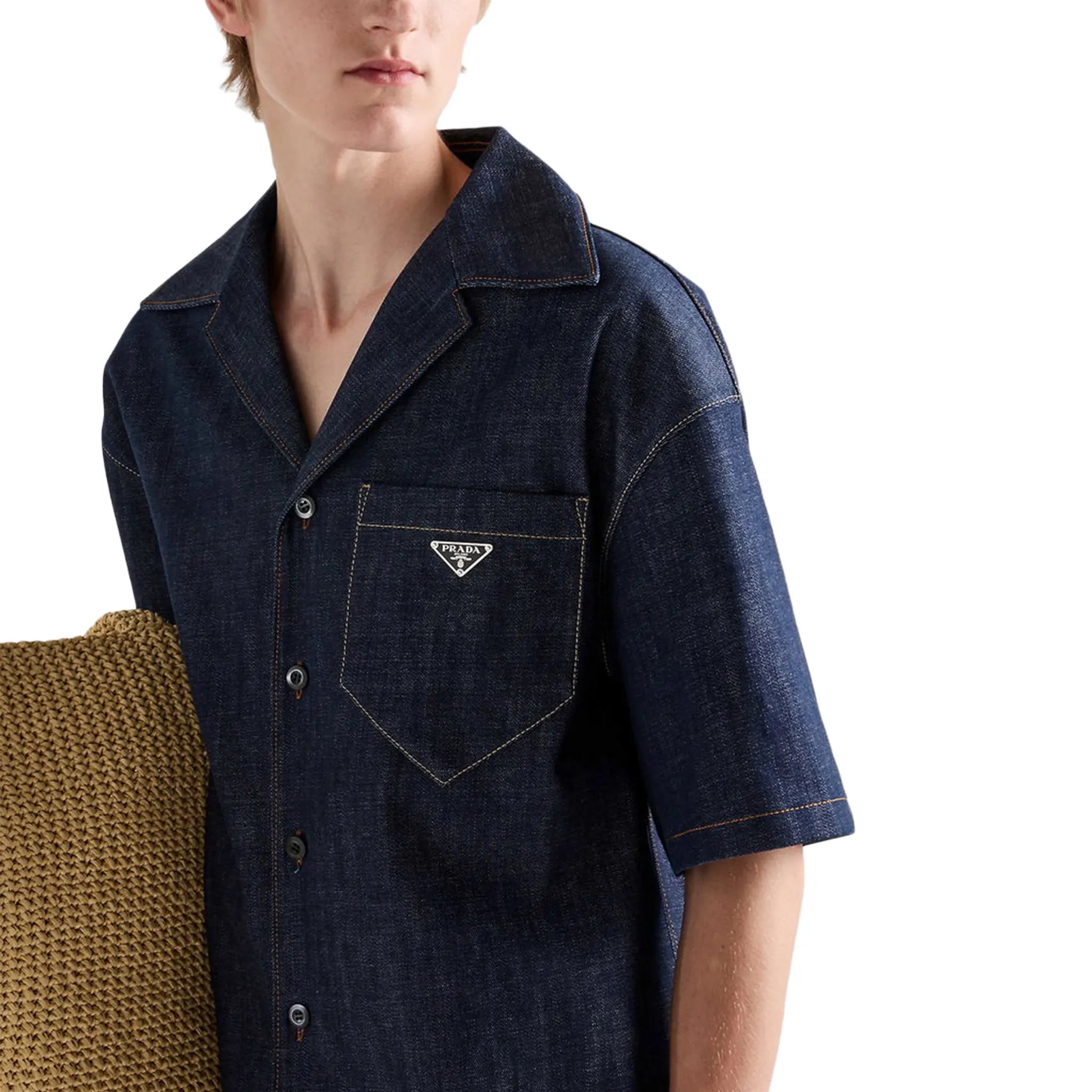 Prada Bowling Denim S/S Navy Shirt - view 4