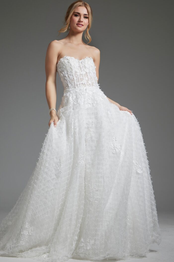 Jovani JB07165 A Line Corset Bridal Long Wedding Dress - view 3
