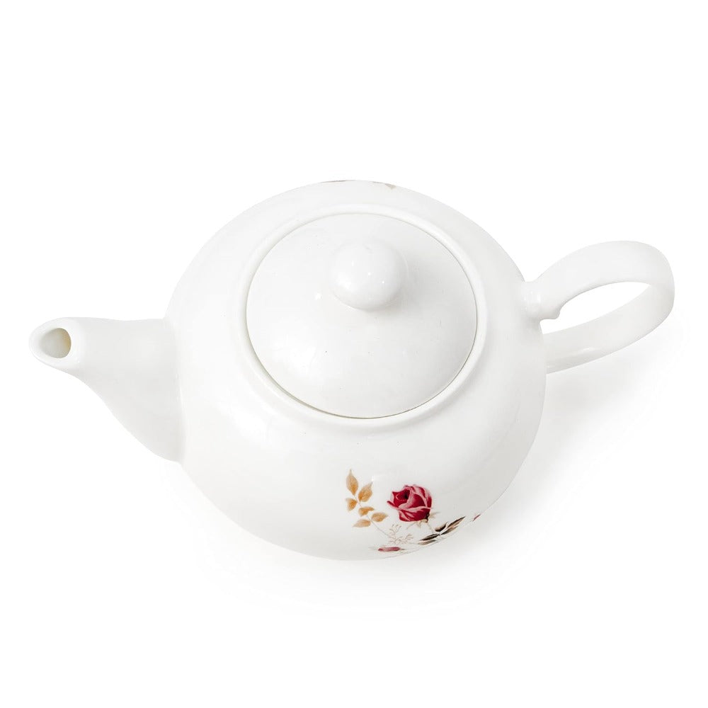 Clay Craft Ceramic Floral Printed 1100 ML Tea Pot Kettle | White | 1 Pc - view 3
