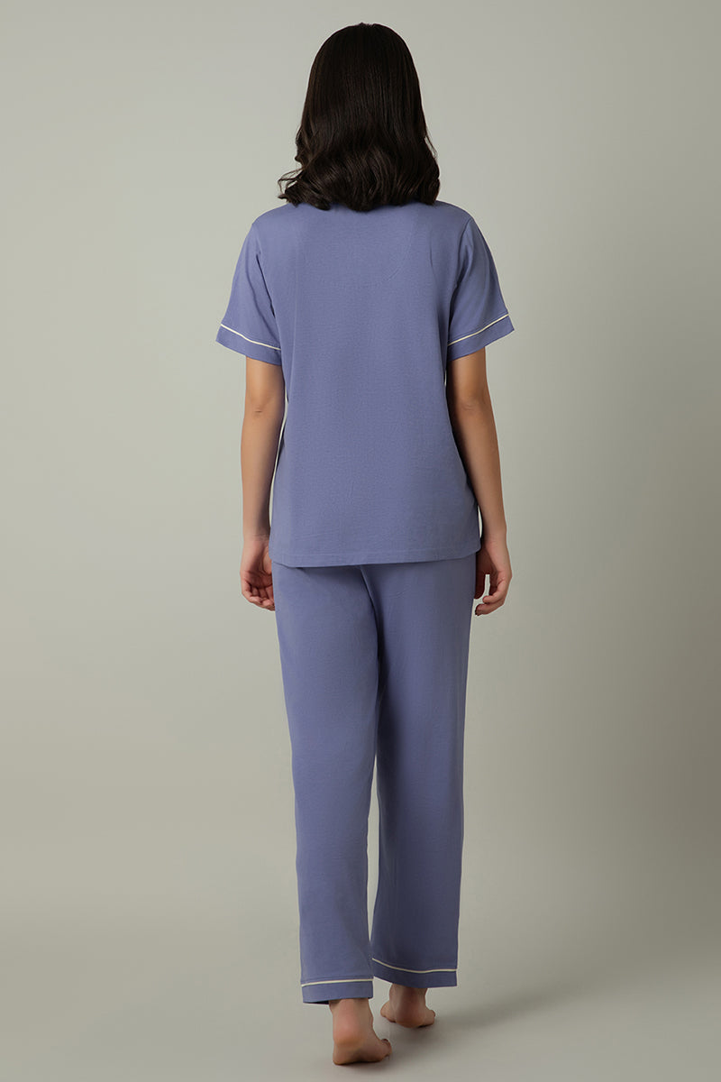 Amante Sleep Button Down PJ Set - Lavender Violet - view 3