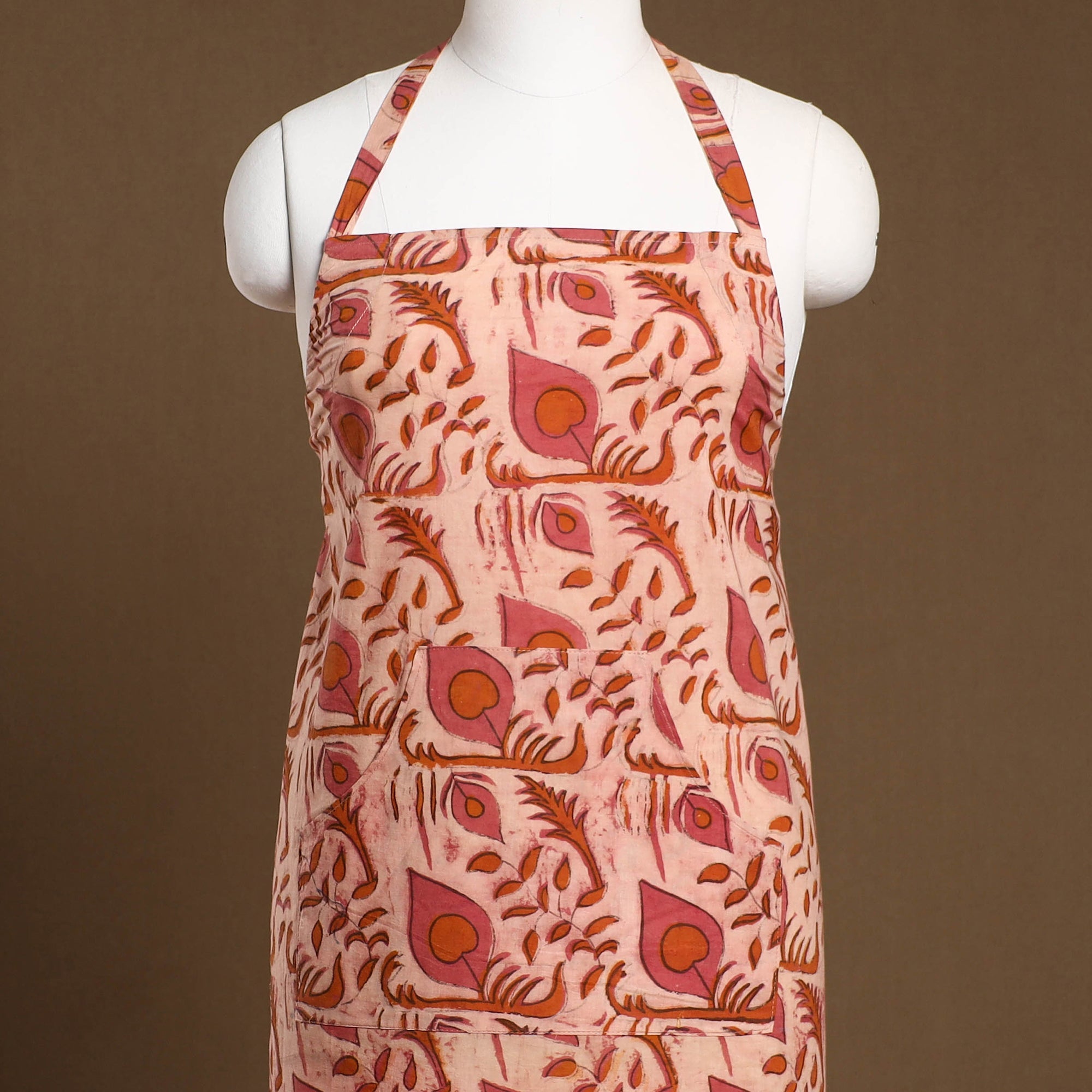 JALPARI Beige - Bagru Block Print Cotton Apron with Pocket 21 - view 2