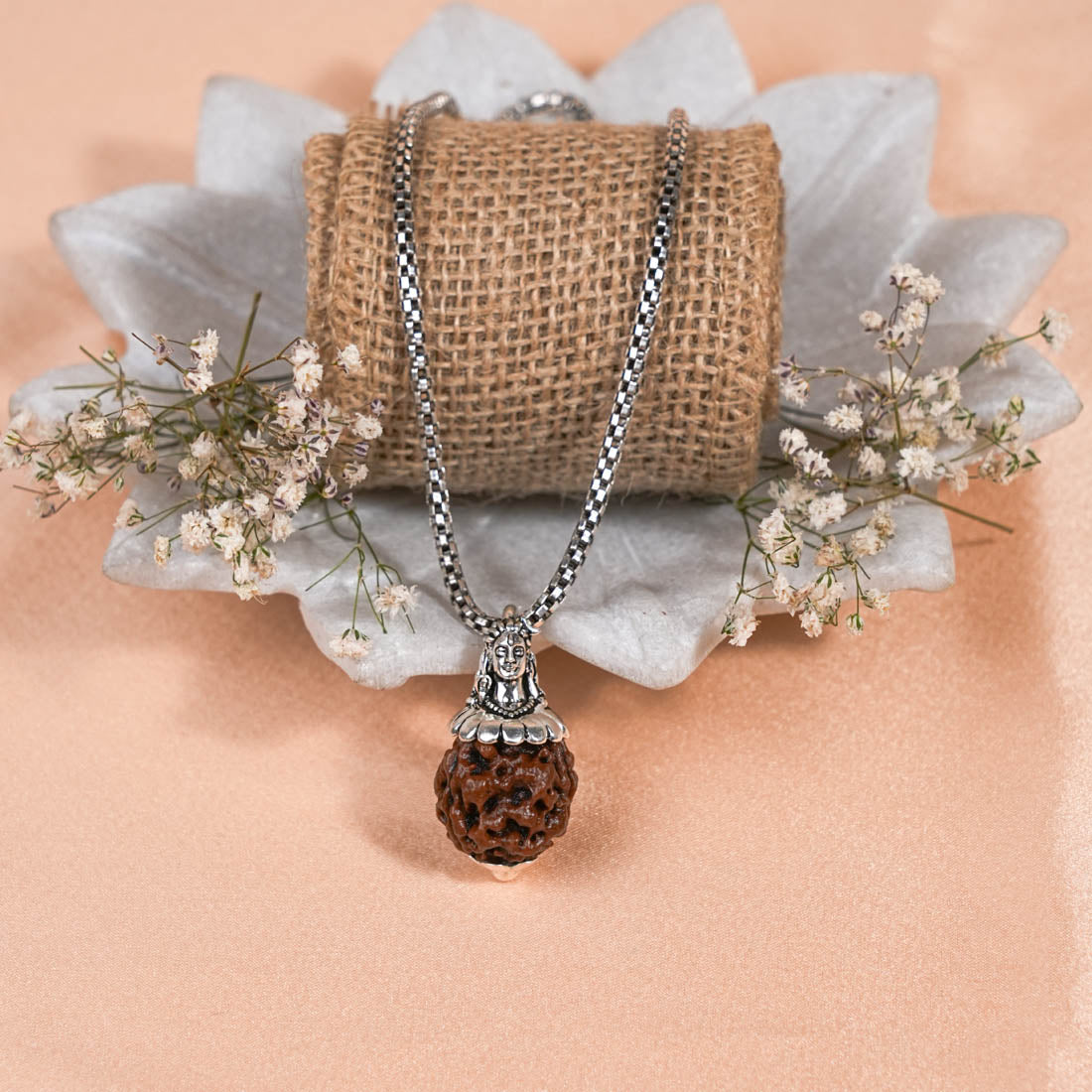 Prinjal Jewellers Adiyogi Pendant (3 Mukhi Nepali Rudraksha) With Chain - view 2